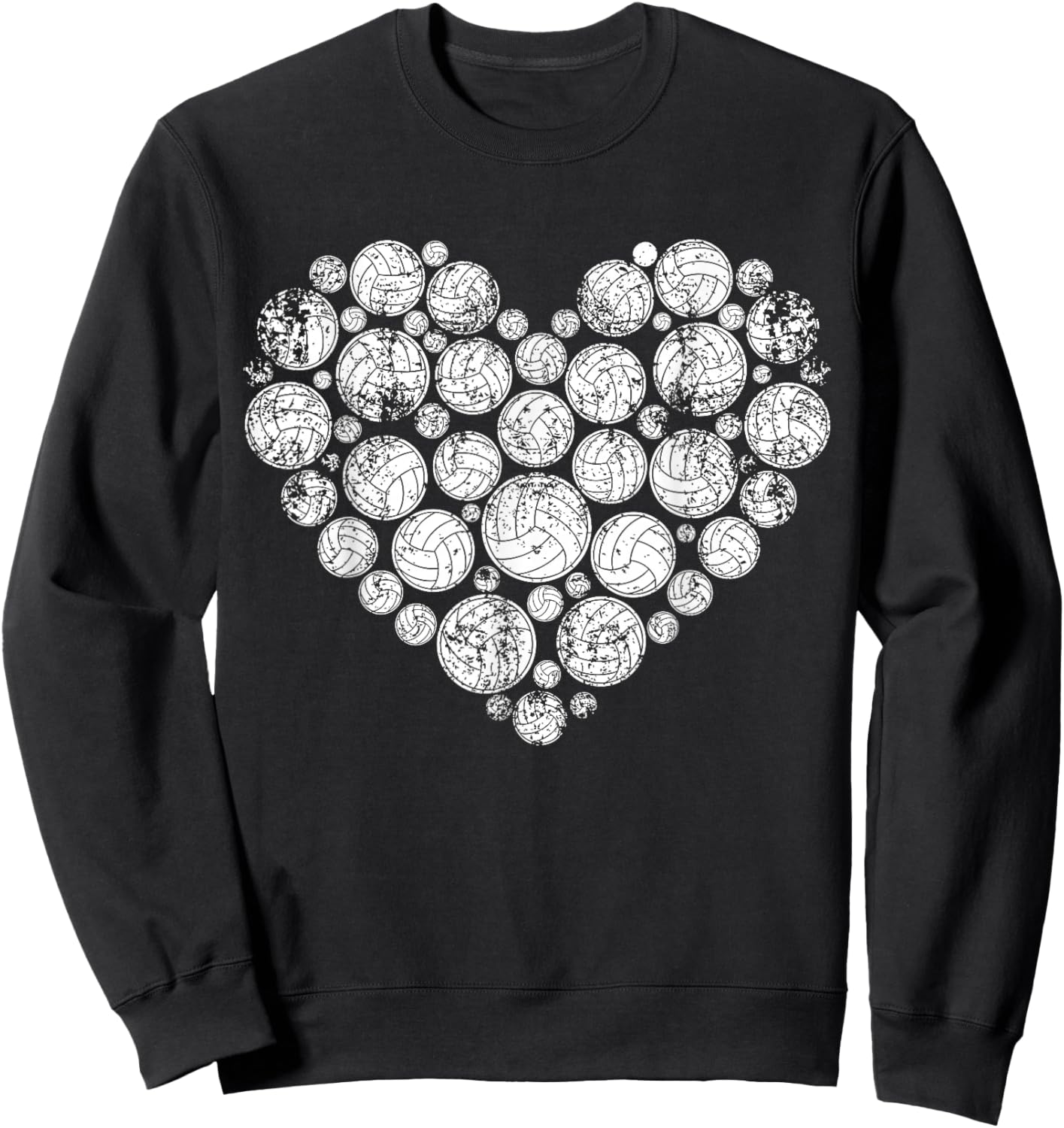 Volleyball Heart Valentine's Day Volleyball Lover Women Girl Sweatshirt - Sweatshirt | Black