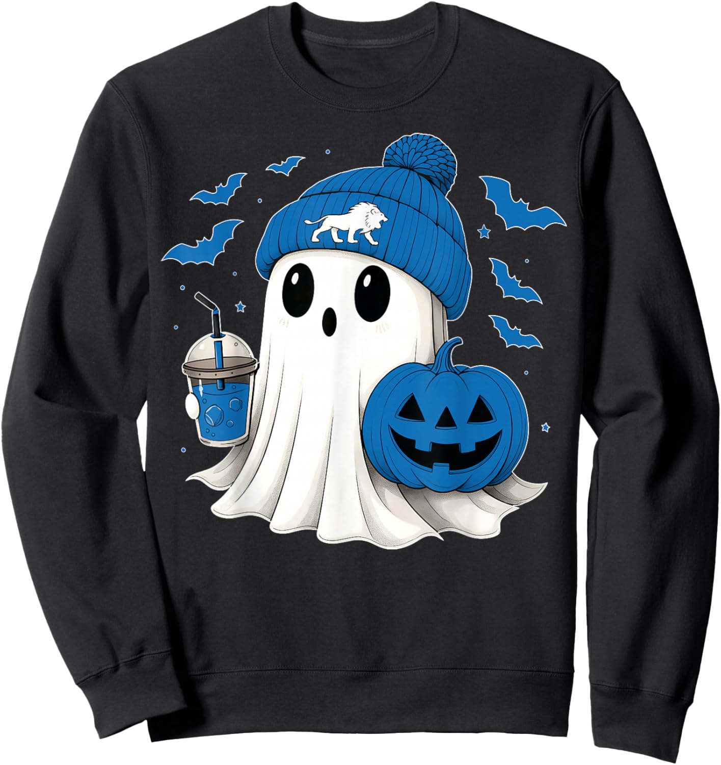Vintage Retro Ghost Pumpkin Lion Gift Women Kid Sweatshirt - Sweatshirt | Black
