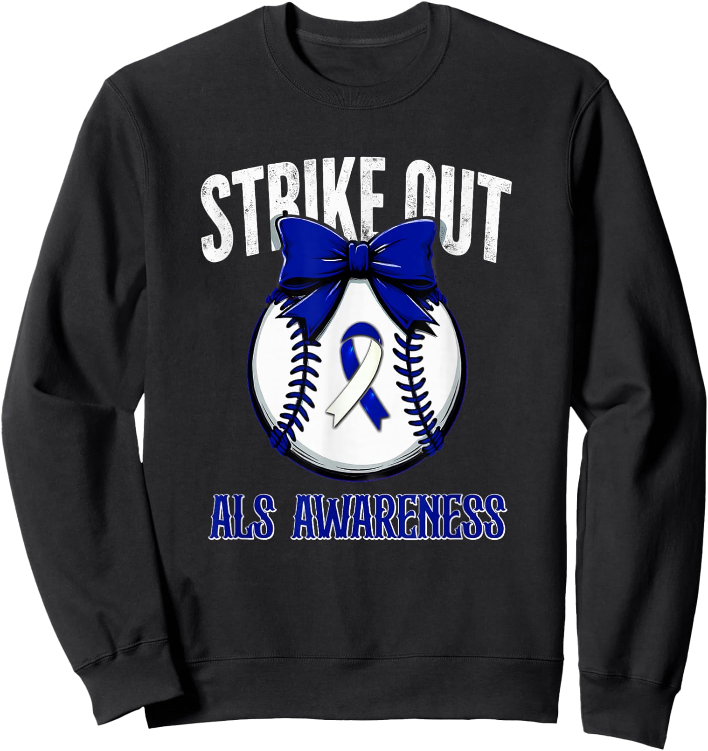Retro Strike Out Baseball ALS Awareness Sweatshirt - Sweatshirt | Black