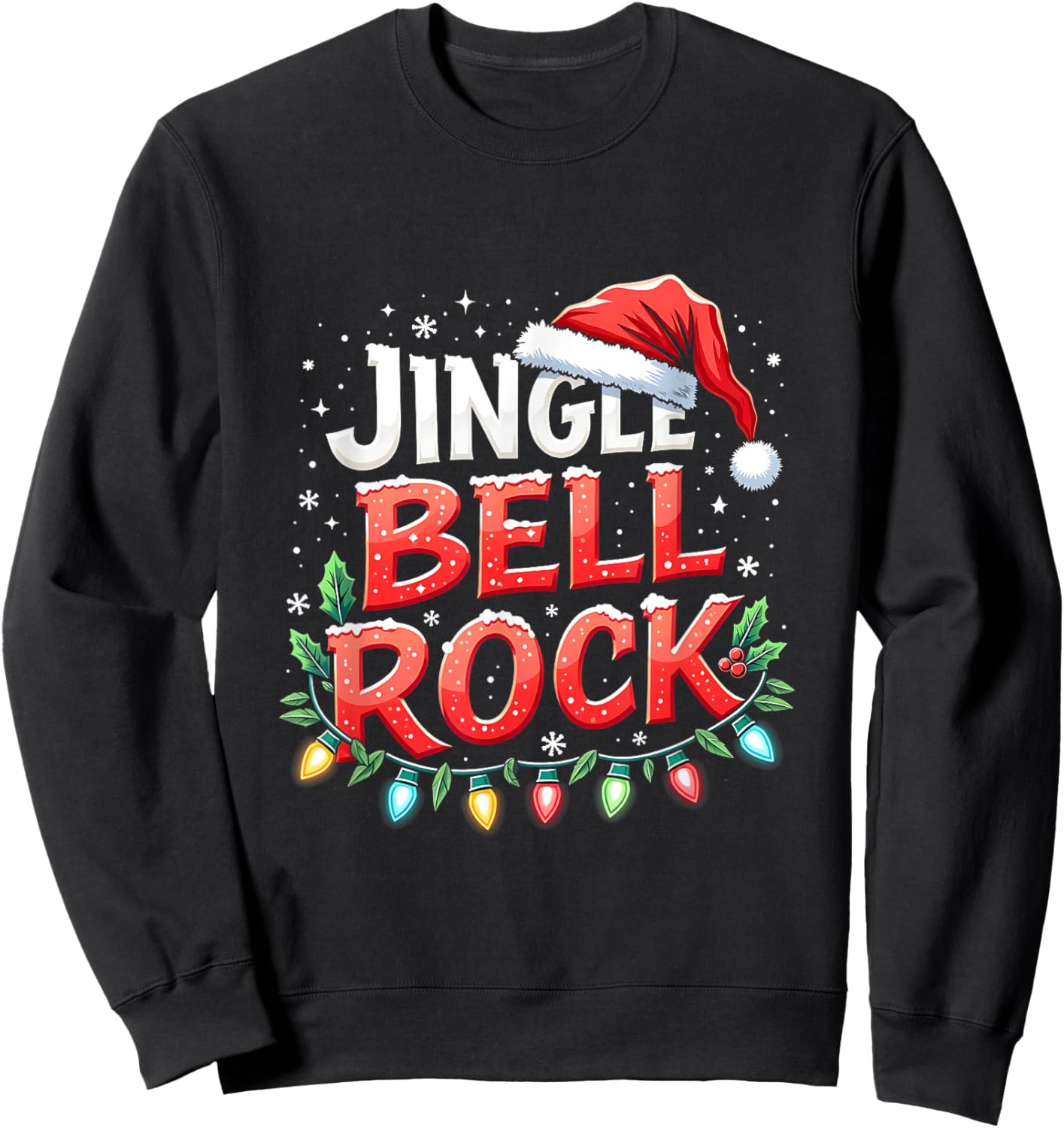 Santa Jingle Bell Rock Christmas Music Lovers Sweatshirt - Sweatshirt | Black