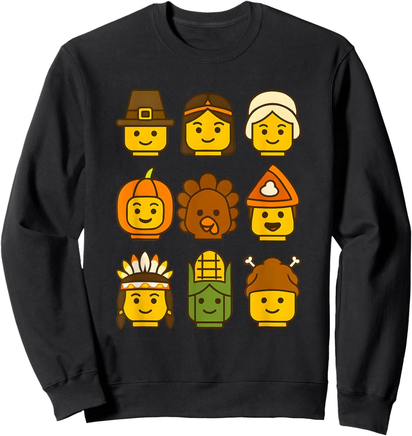 Thanksgiving Building Brick Turkey Boys Kids Toddler Youth Sweatshirt - Sweatshirt | Black