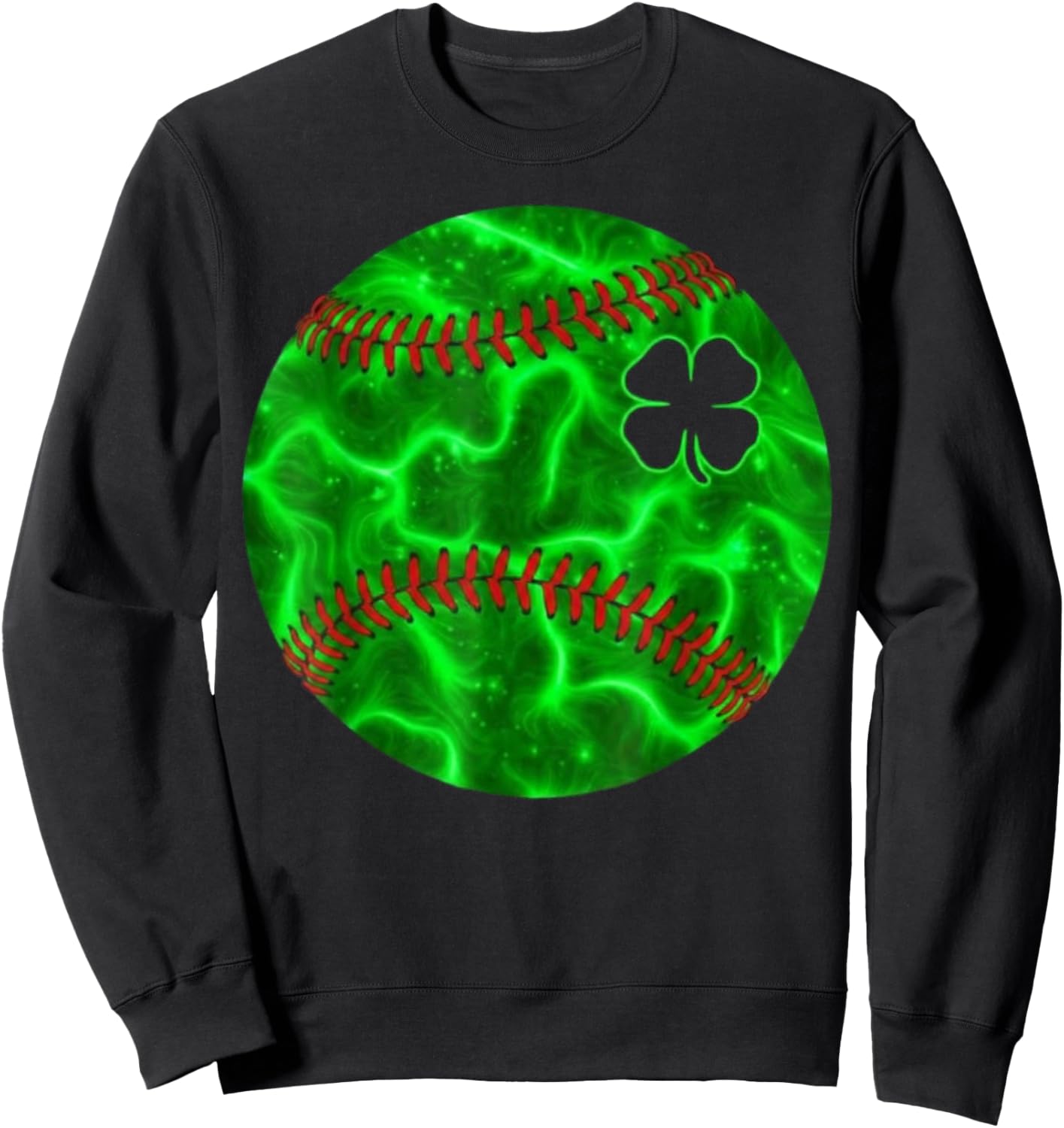 Baseball Shamrock Lucky Irish St Patrick's Day Girls Boys Sweatshirt - Sweatshirt | Black