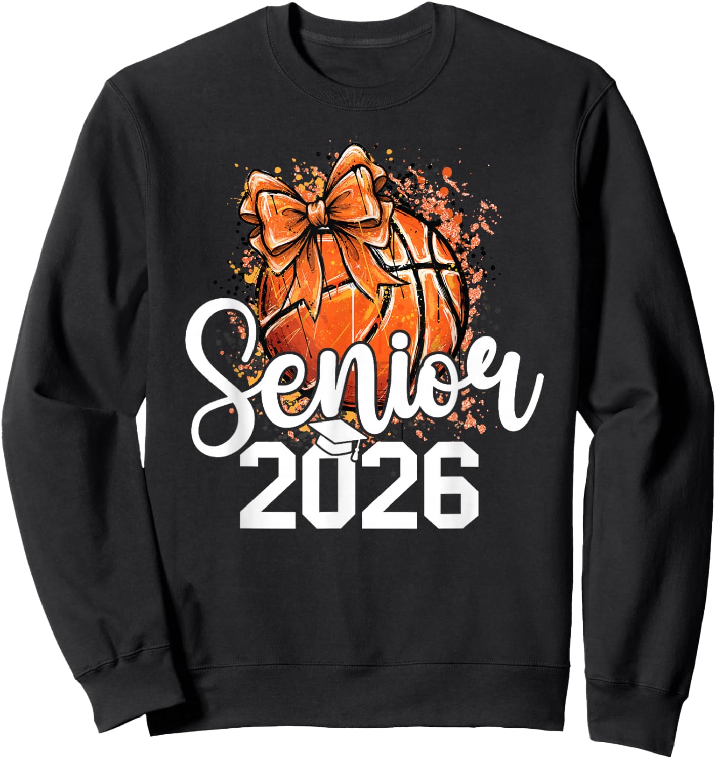 Senior Basketball Class of 2026 Coquette Graduation Day Sweatshirt - Sweatshirt | Black