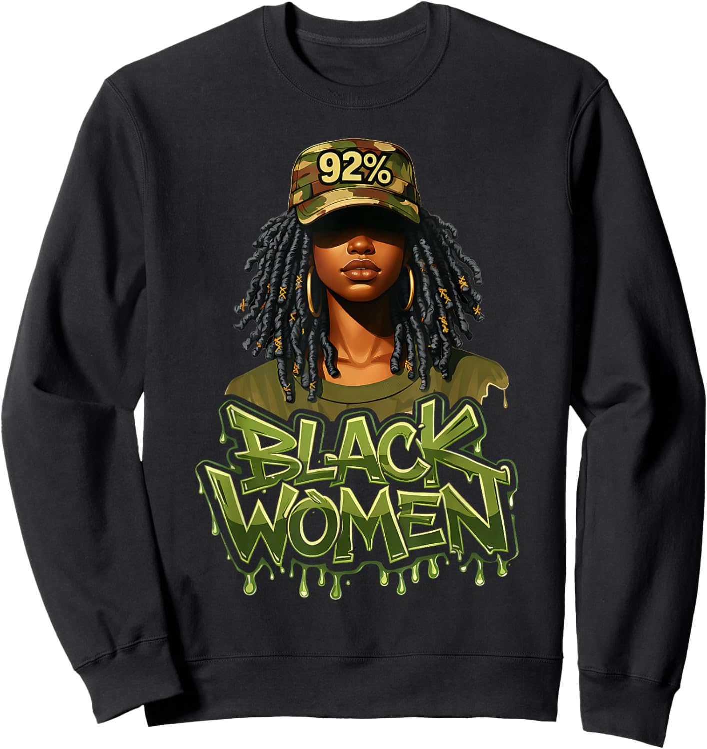 92% Black Women 92 Percent Melanin Queen Afro Pride Sweatshirt - Sweatshirt | Black
