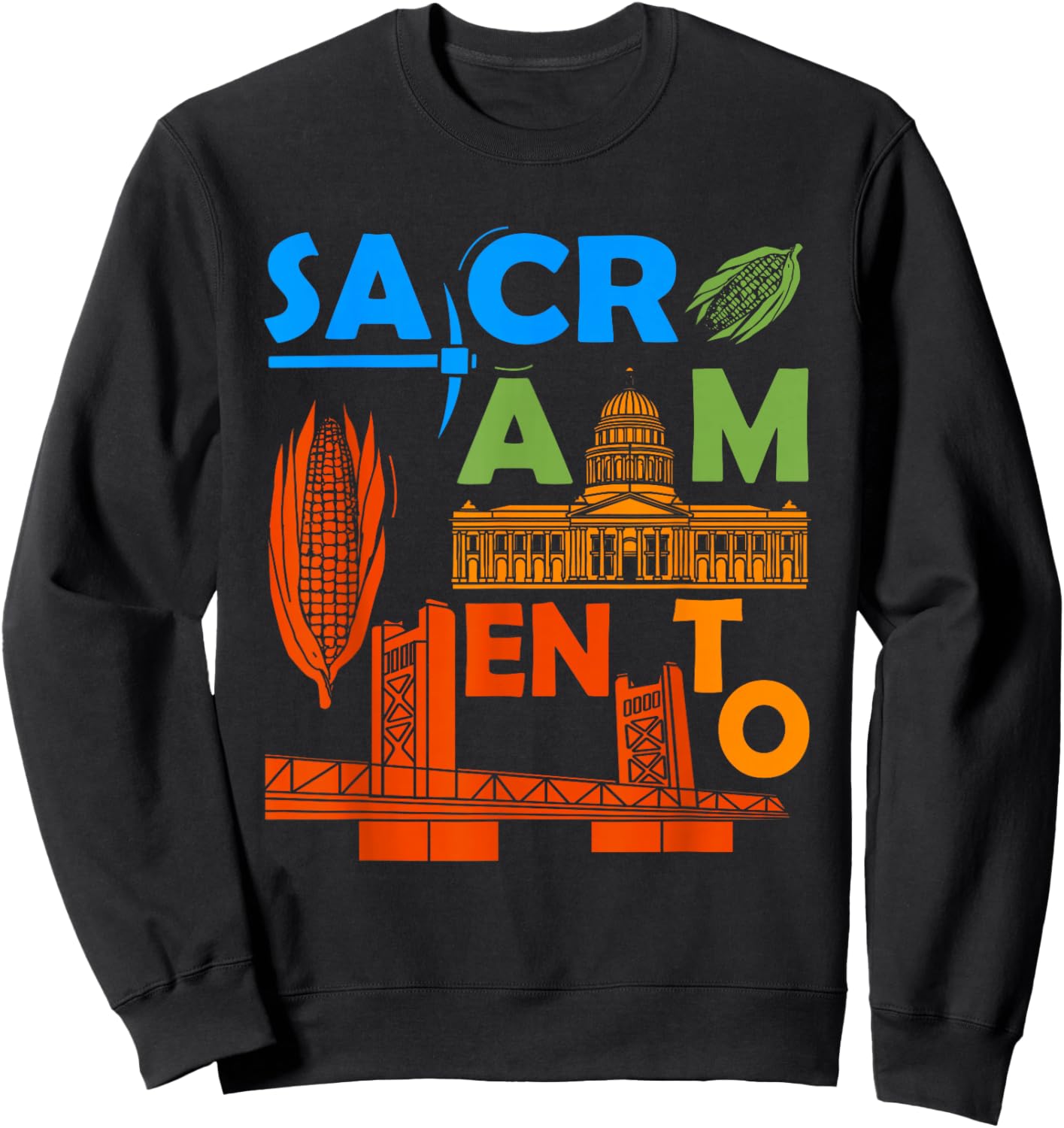 Sacramento California Souvenir Men Sequoia Tree Sacramento Sweatshirt - Sweatshirt | Black