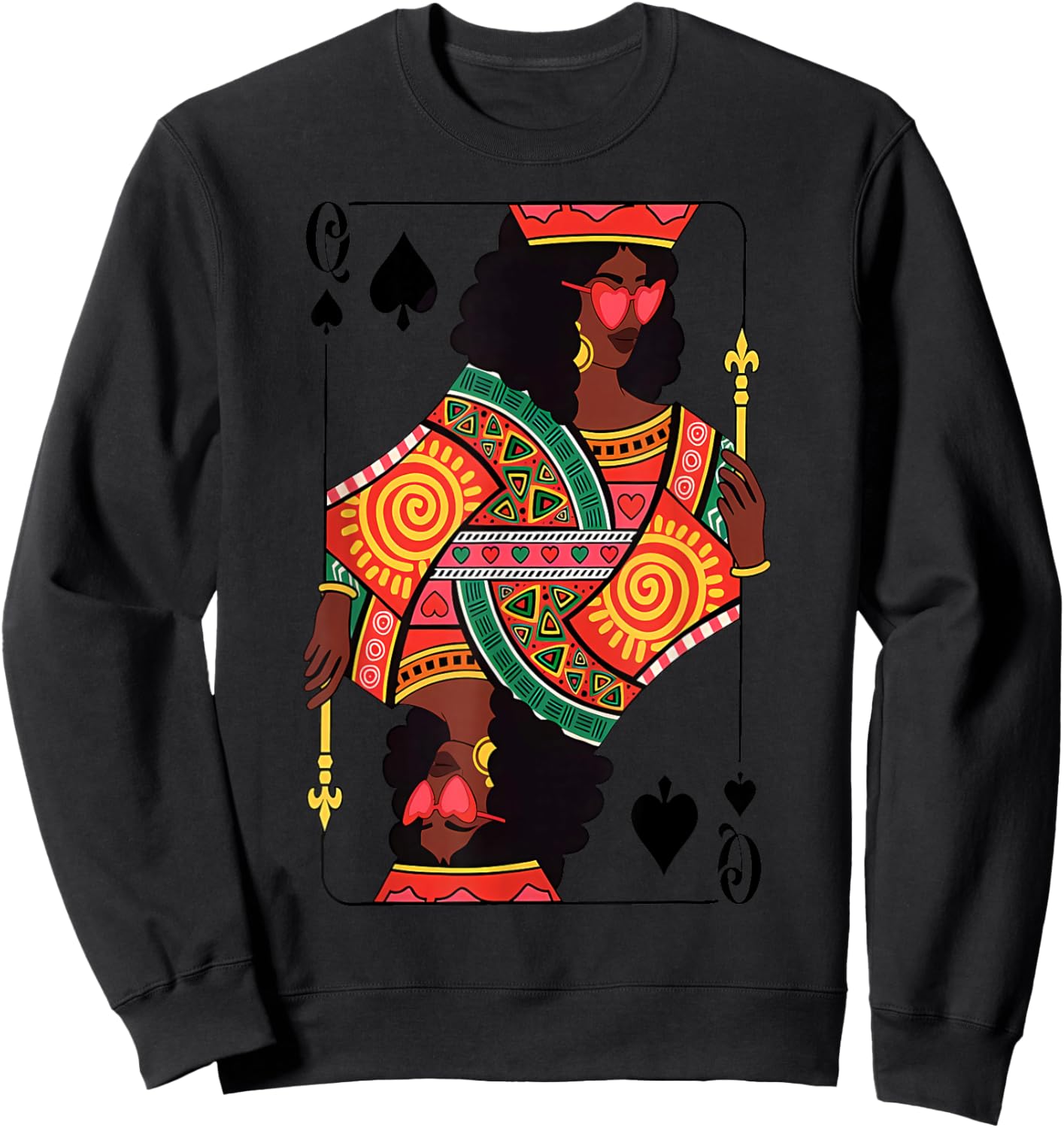 Black Queen of Hearts Card Deck Game Proud Black History Sweatshirt - Sweatshirt | Black