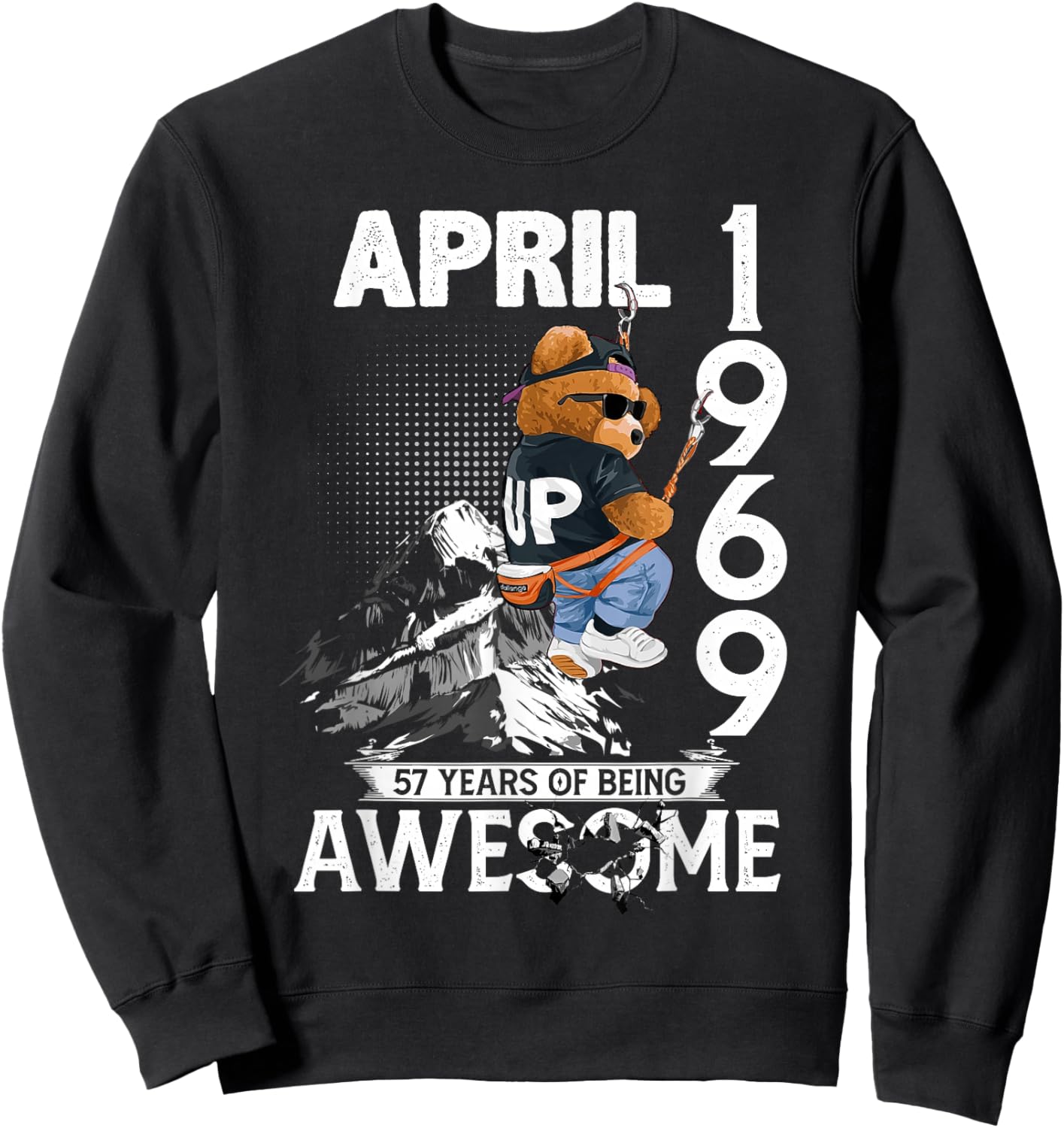57th Birthday Legends April 1969 Vintage 57 Years Old Sweatshirt - Sweatshirt | Black