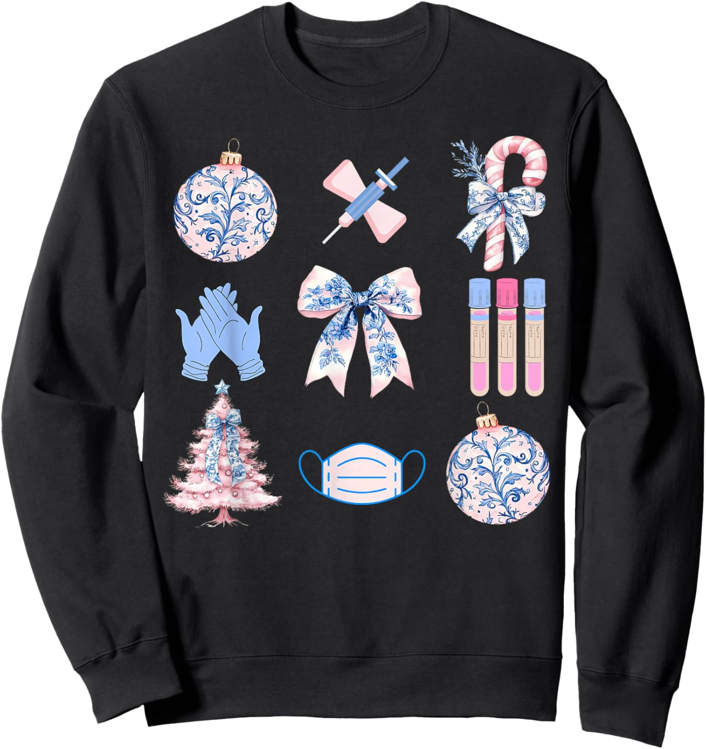 Christmas Phlebotomy Coquette Bow Phlebotomist Phleb Tech Sweatshirt - Sweatshirt | Black