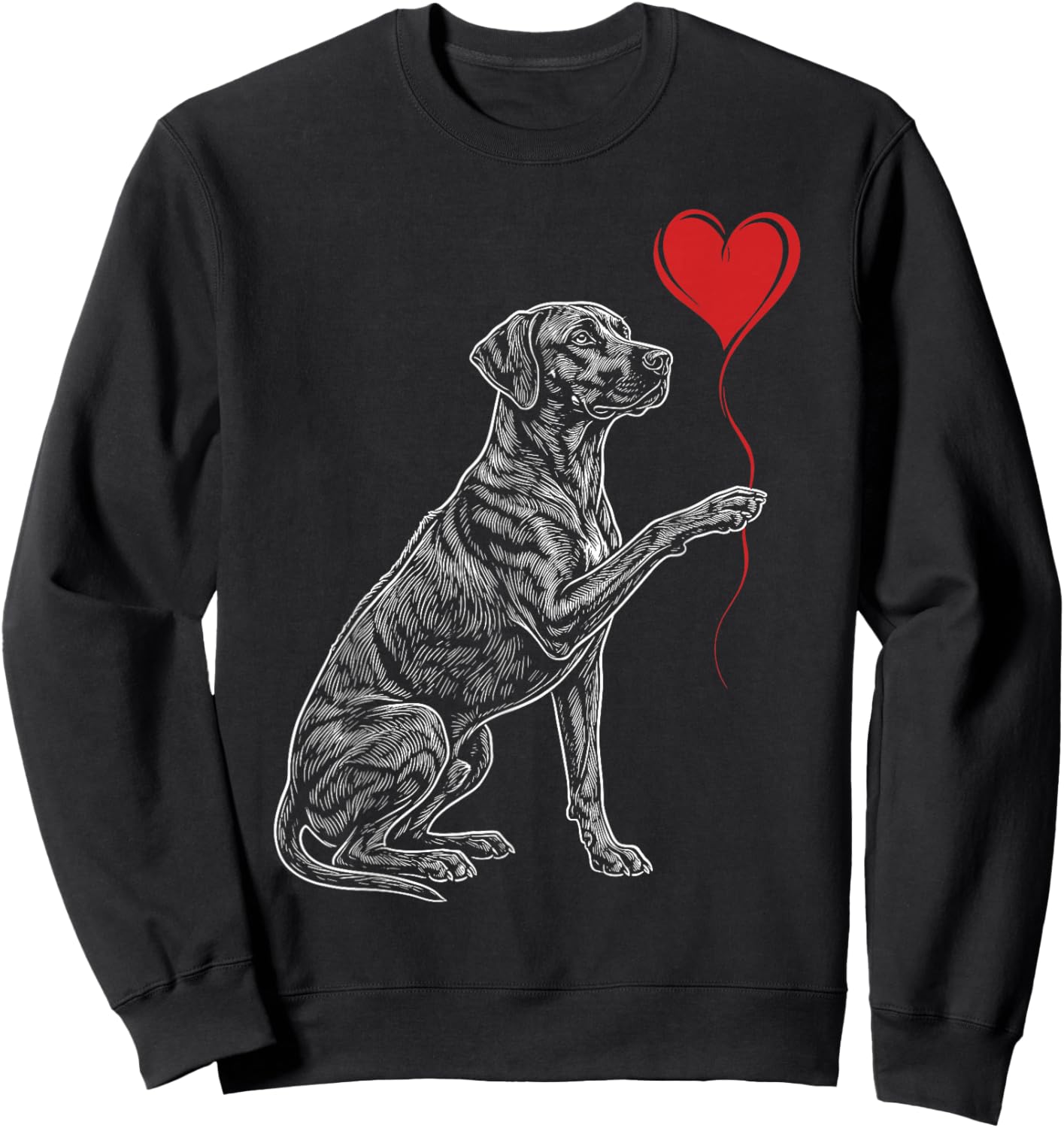 Rhodesian Ridgeback Lover Dog Art Holding Heart Valentines Sweatshirt - Sweatshirt | Black