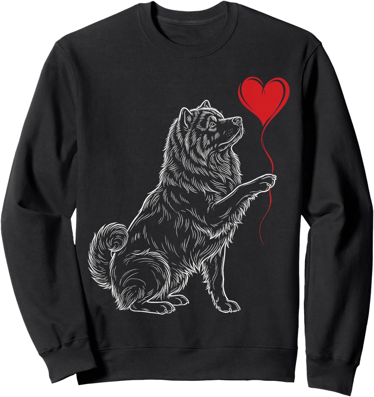 Chow Chow Lover Dog Art Holding Heart Valentines Sweatshirt - Sweatshirt | Black