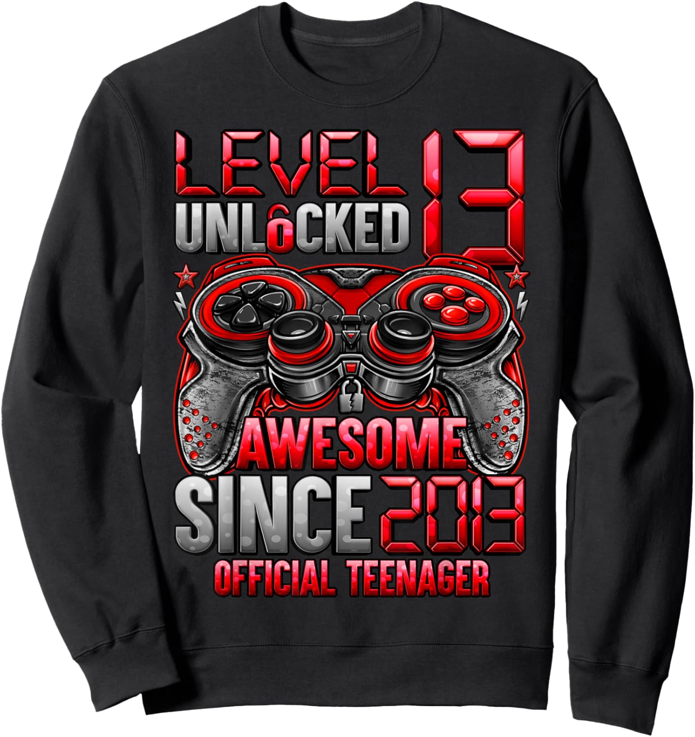 Official Teenager Level 13 Unlocked Boys 13th Birthday Boy Sweatshirt - Sweatshirt | Black