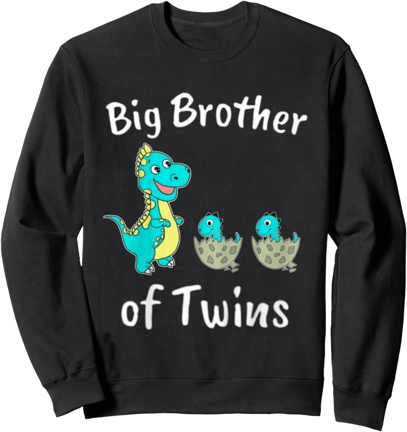 Kids I'm Going to Be A Big Brother of Twins Dino Sweatshirt - Sweatshirt | Black