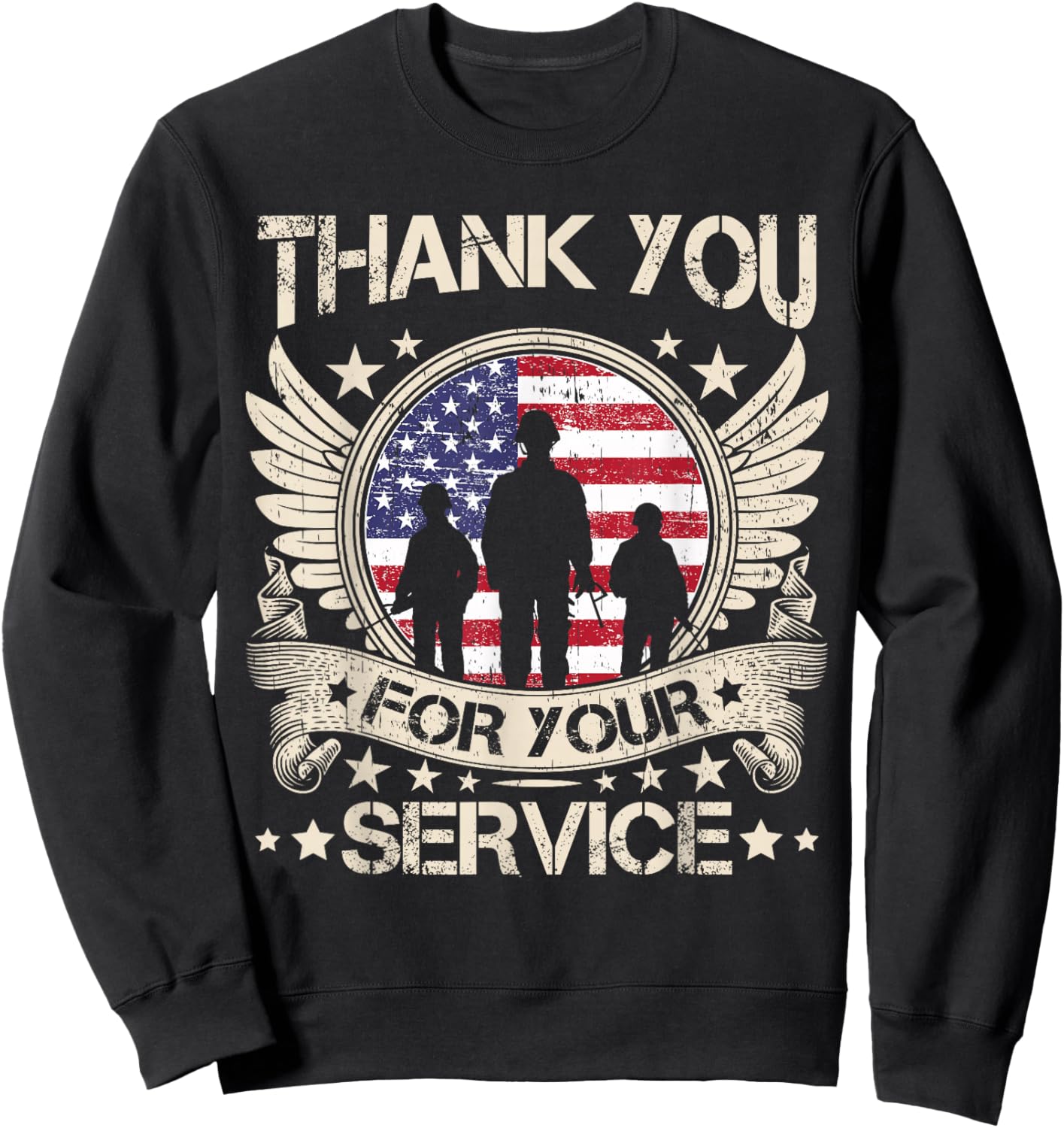 Thank You for Your Service Veterans Proud Veterans Day USA Sweatshirt - Sweatshirt | Black