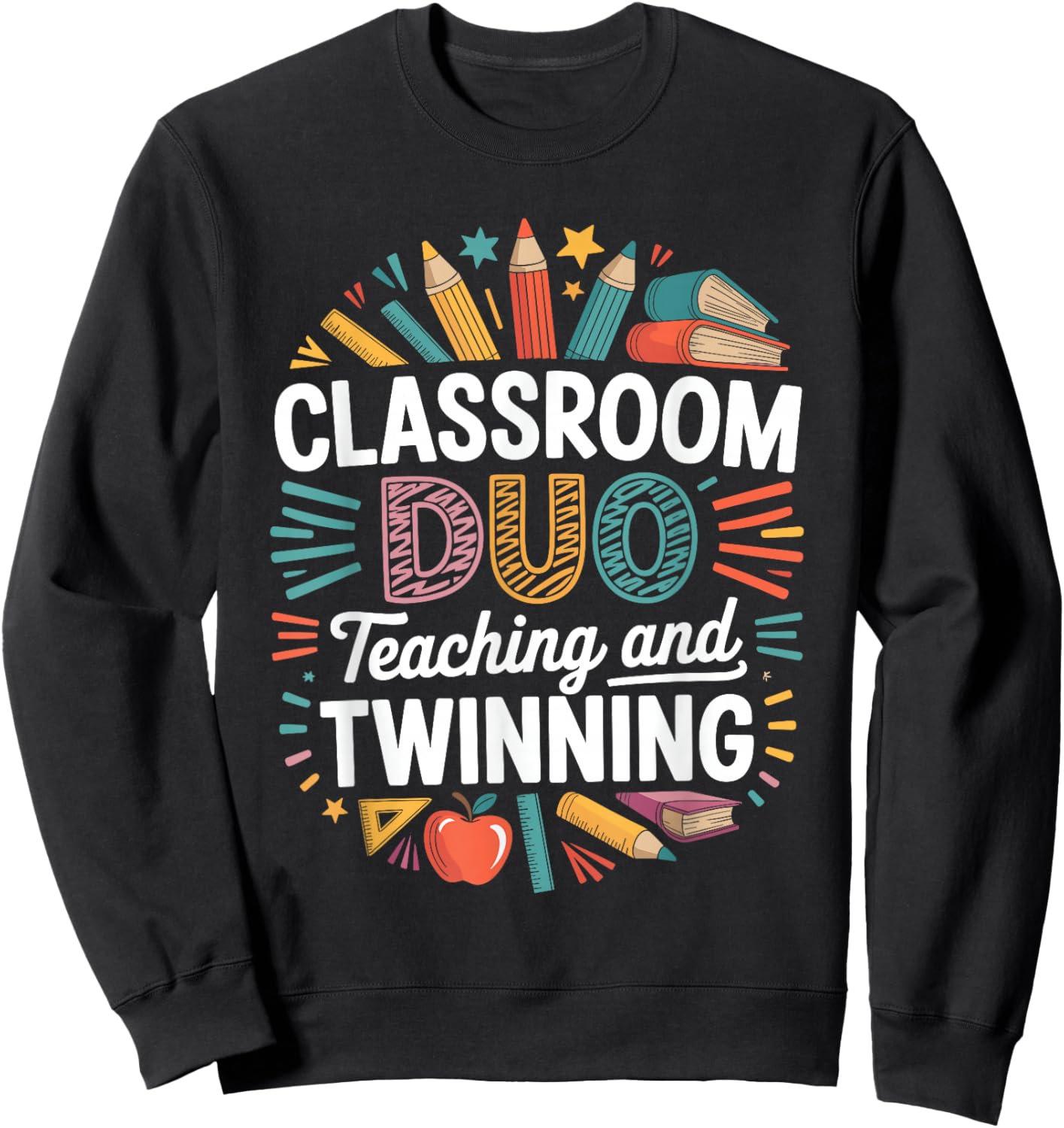 Classroom Duo Teaching and Twinning Teacher Sweatshirt - Sweatshirt | Black