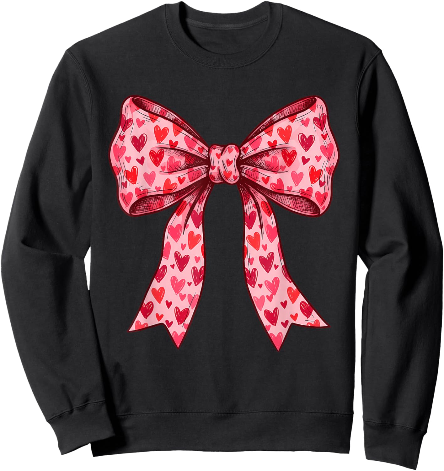 Cute Coquette Bows Valentines Day Girls Kids Sweatshirt - Sweatshirt | Black