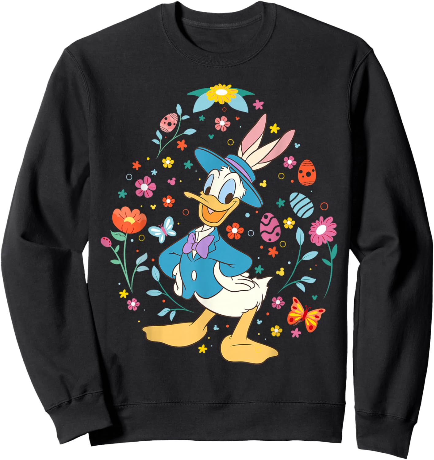 Disney Donald Duck with Bunny Ears and Easter Egg Spring Sweatshirt - Sweatshirt | Black