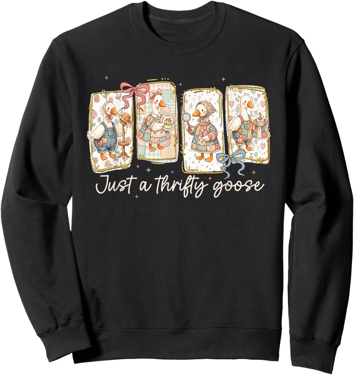 Just A Thrifty Goose Thrift Shop Thrifting Silly-Goose Women Sweatshirt - Sweatshirt | Black