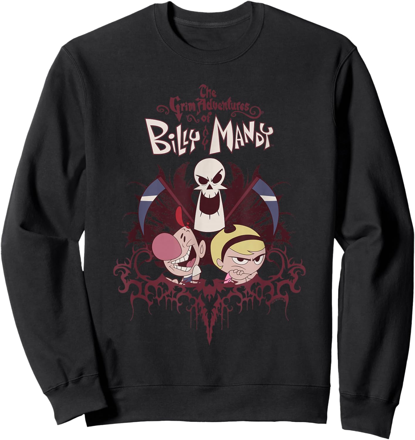 Grim Adventures Retro Gothic Characters with Logo Cartoon Sweatshirt - Sweatshirt | Black