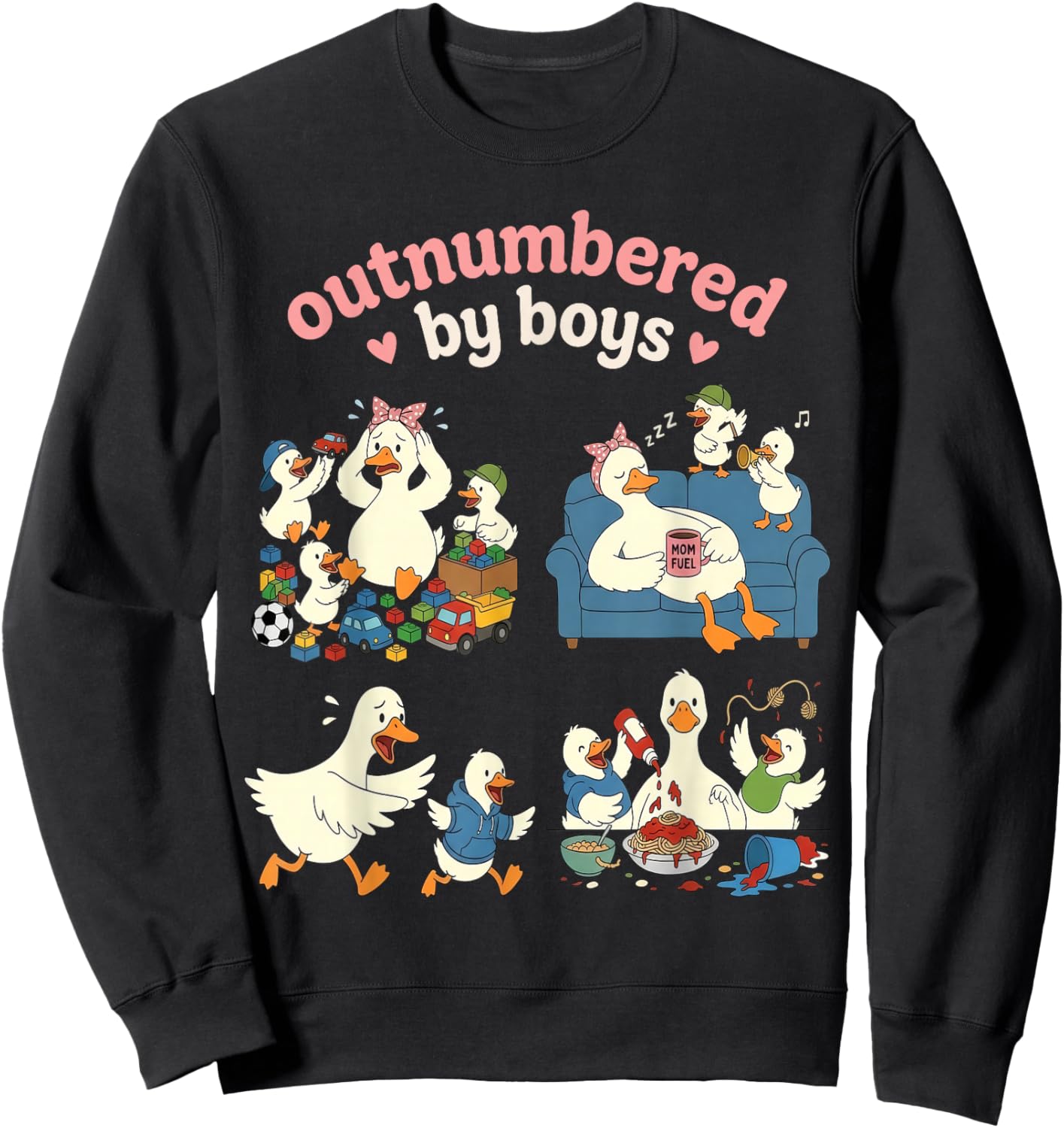 Outnumbered By Boys Mom of Boys Sweatshirt - Sweatshirt | Black