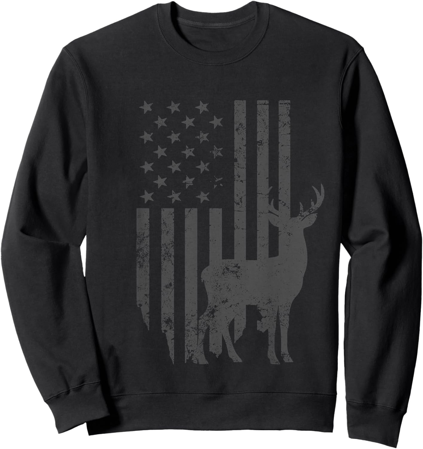Camouflage Deer Camouflage with America Flag Sweatshirt - Sweatshirt | Black