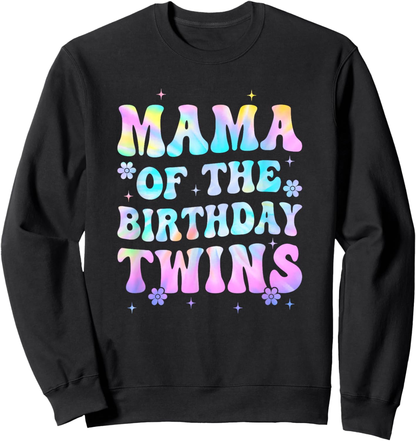 Mama of The Birthday Twins Girls Kids Party Retro Bday Sweatshirt - Sweatshirt | Black