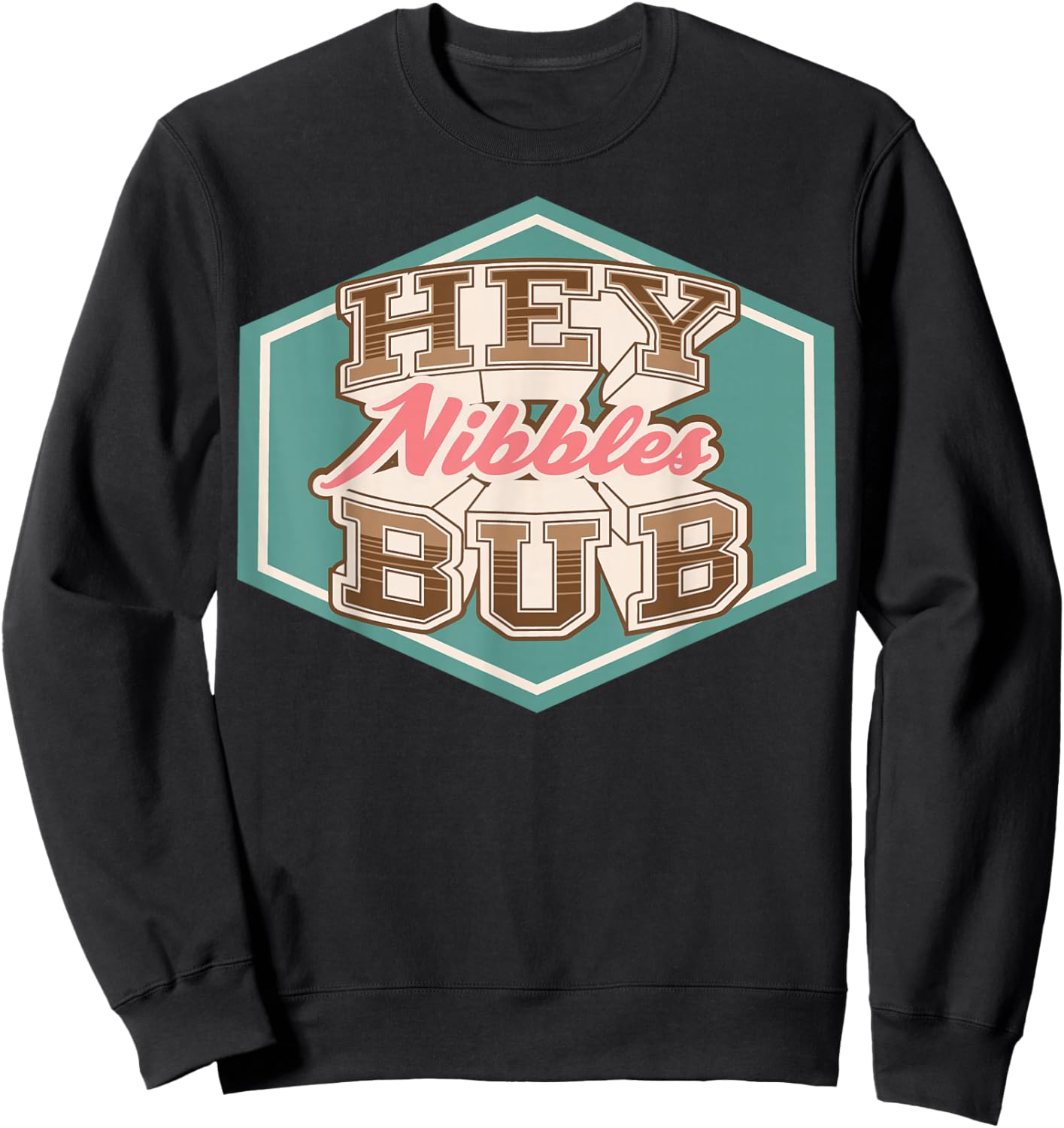 Disney Zootopia 2 Nibbles Hey Bub Block Font Retro Hexagon Sweatshirt - Sweatshirt | Black