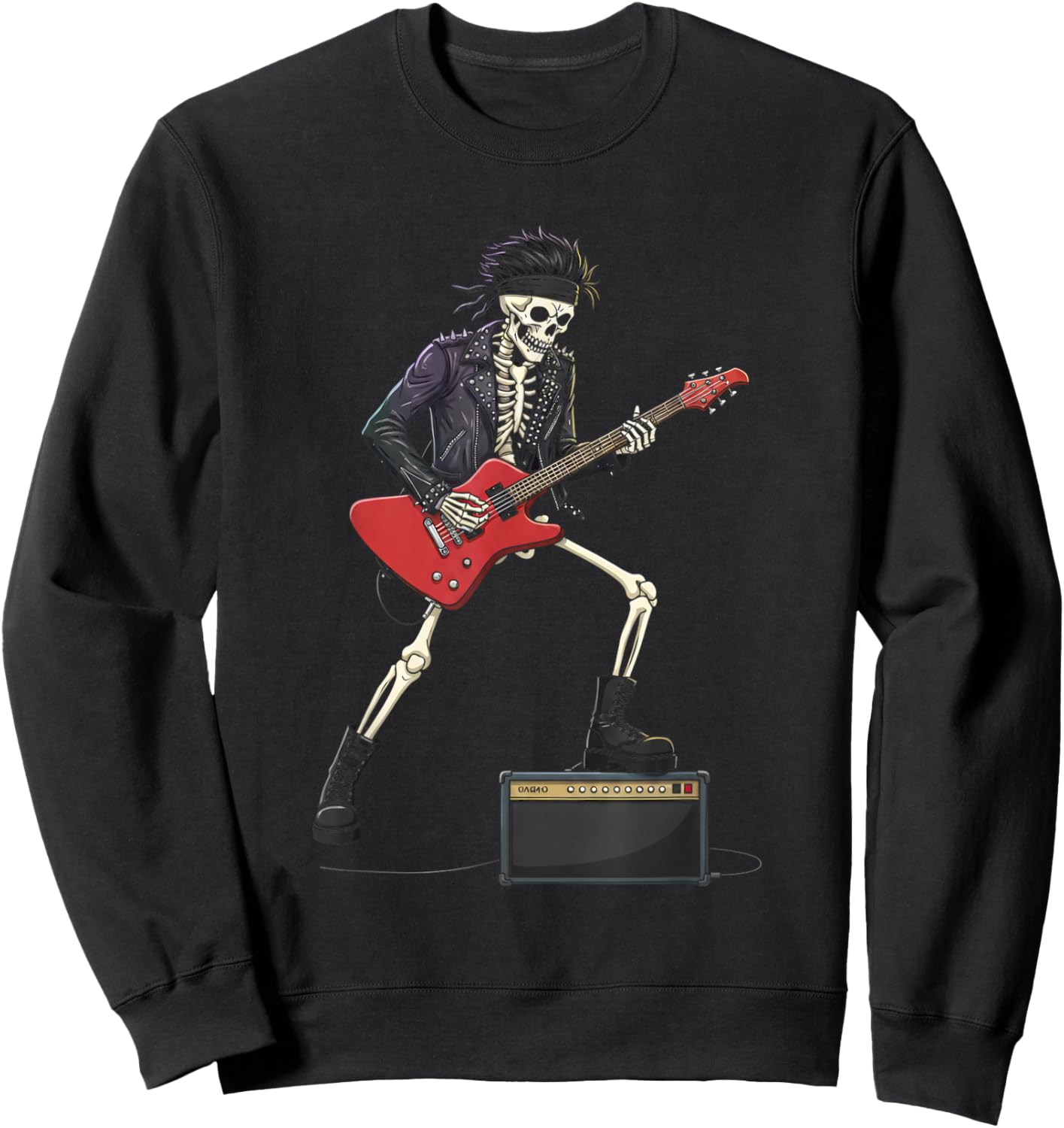 Rockstar Skeleton Halloween Funny Men Boys Kids Rock-Star Sweatshirt - Sweatshirt | Black