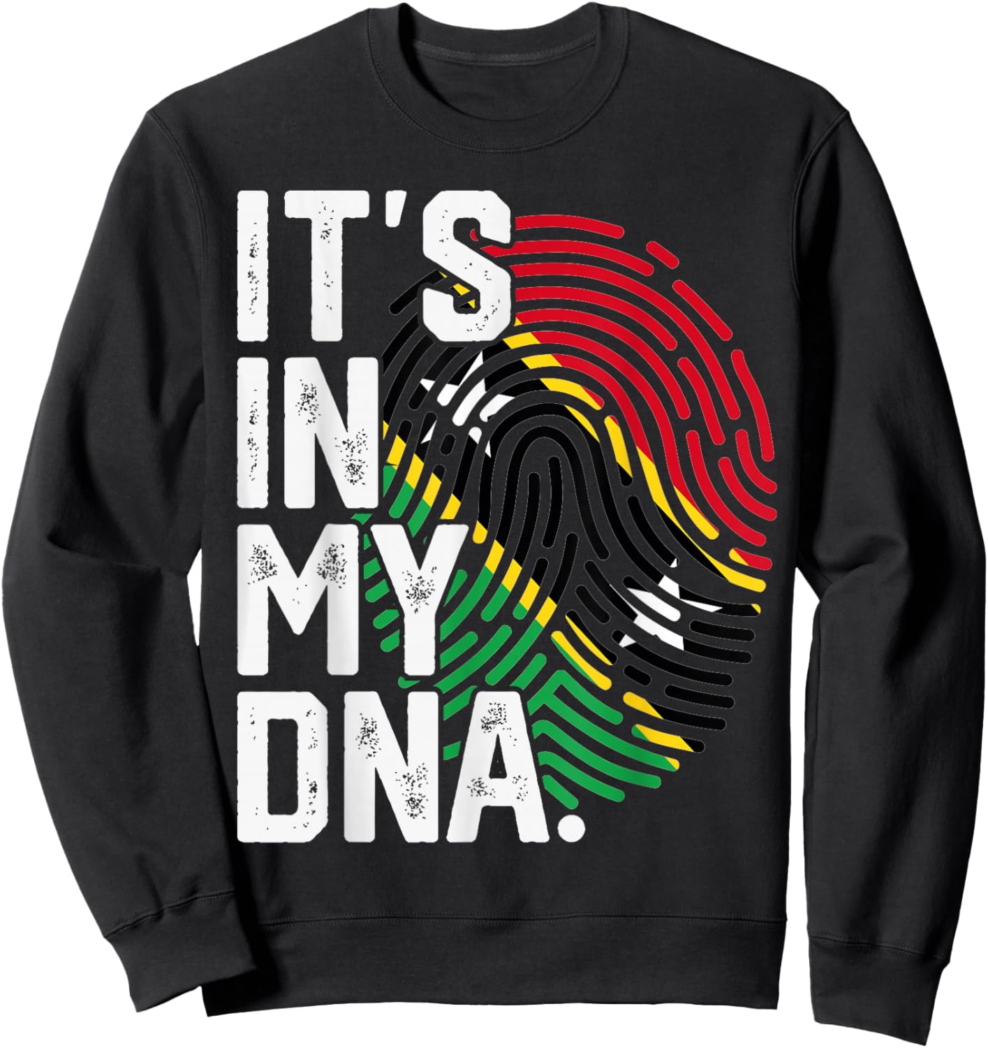Saint Kitts and Nevis Roots Flag Fingerprint Patriotic Sweatshirt - Sweatshirt | Black