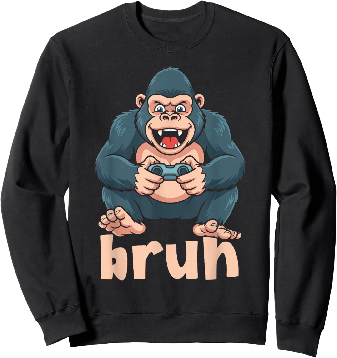Bruh Video Games Boys Funny Gorilla Sweatshirt - Sweatshirt | Black