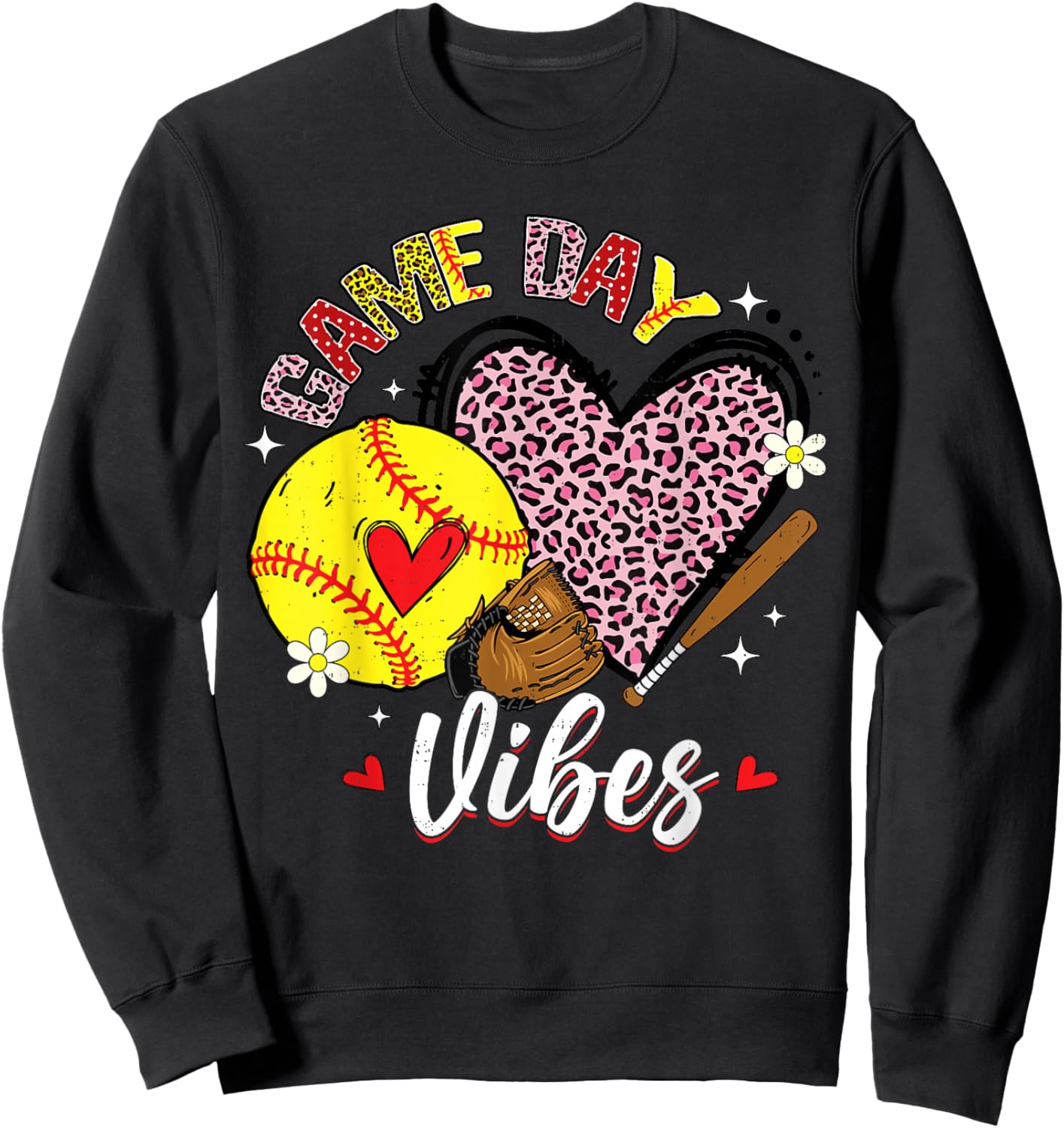 Softball Game Day Vibes Mom Mama Mother's Day Women Girls Sweatshirt - Sweatshirt | Black