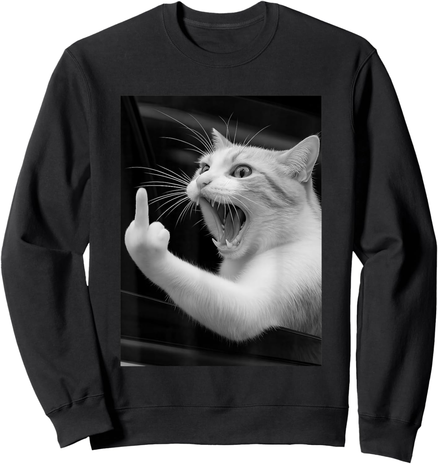 Funny Angry Cat Men Women Gift Sweatshirt - Sweatshirt | Black