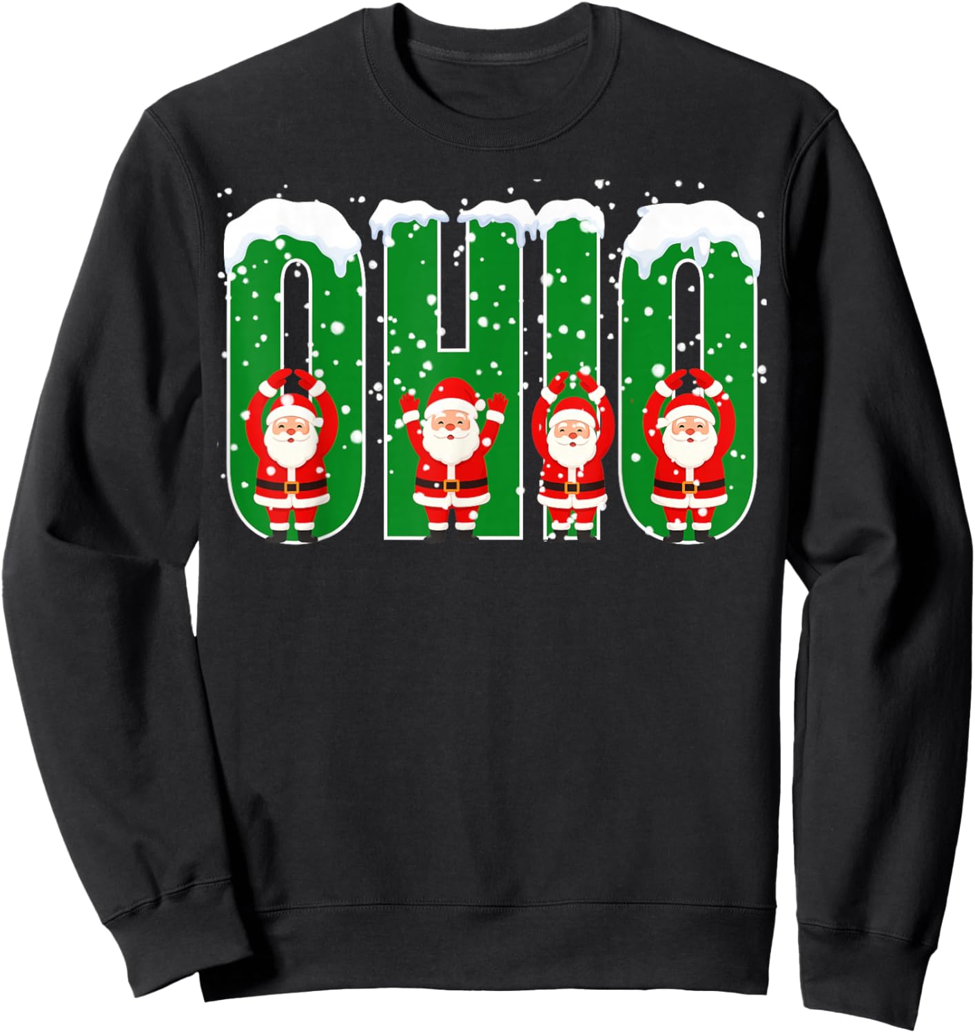 O-H-I-O State Ohio Vintage Funny Santa Matching Family Sweatshirt - Sweatshirt | Black