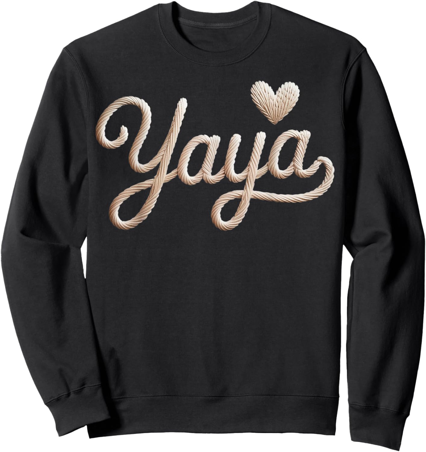 Embroidered Style Yaya Gift Grandma Heart Sweatshirt - Sweatshirt | Black