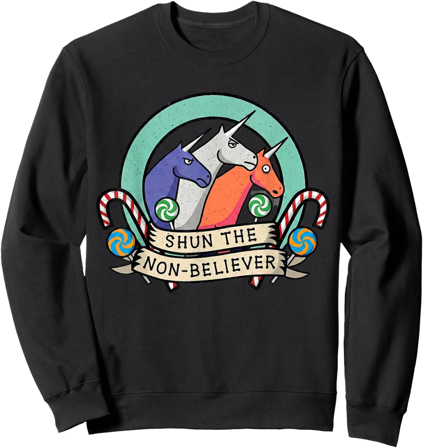 Shun The Non-Believer Funny Unicorn Meme Humor Sweatshirt - Sweatshirt | Black