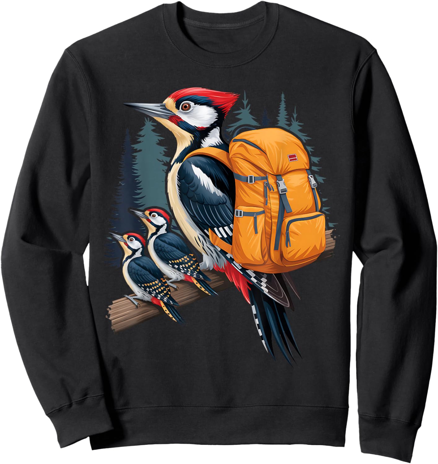 Pileated Woodpecker Hiking Trails Sweatshirt - Sweatshirt | Black