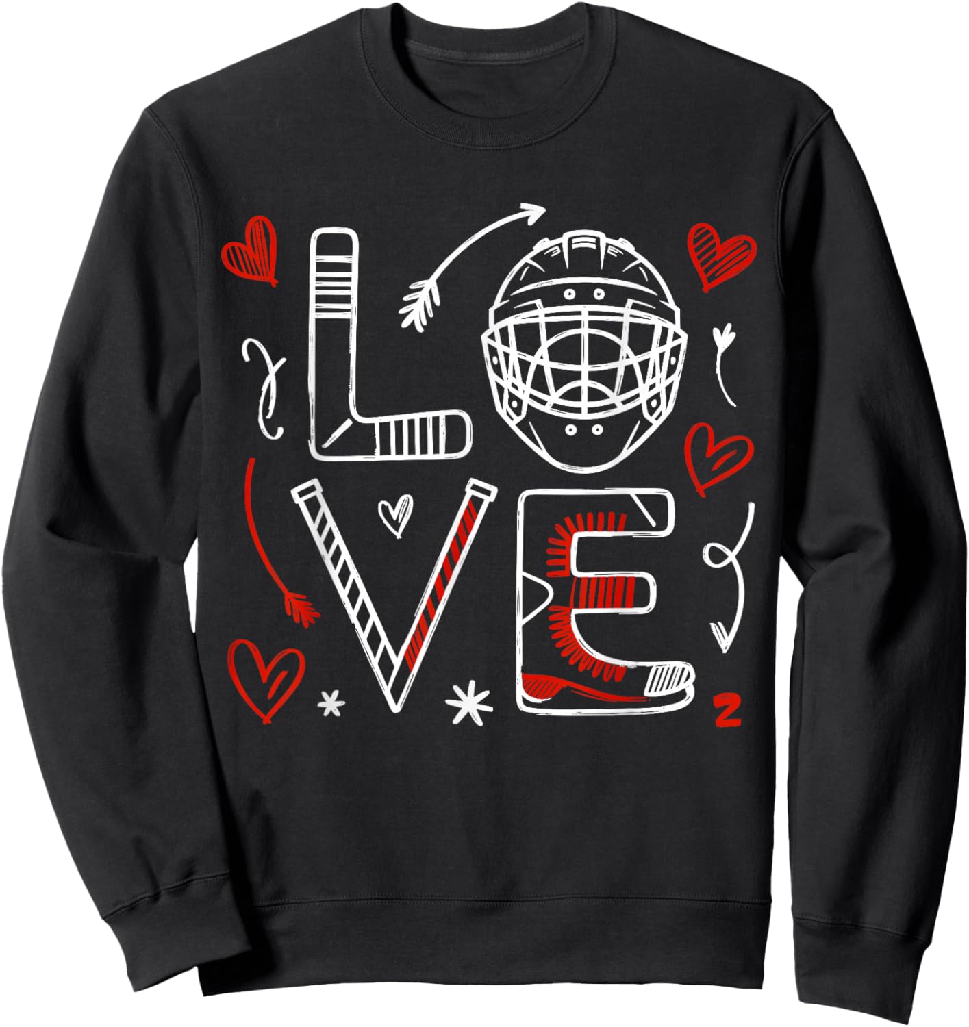 Valentine's Day Love Ice Hokey Item for Hockey Lovers Player Sweatshirt - Sweatshirt | Black