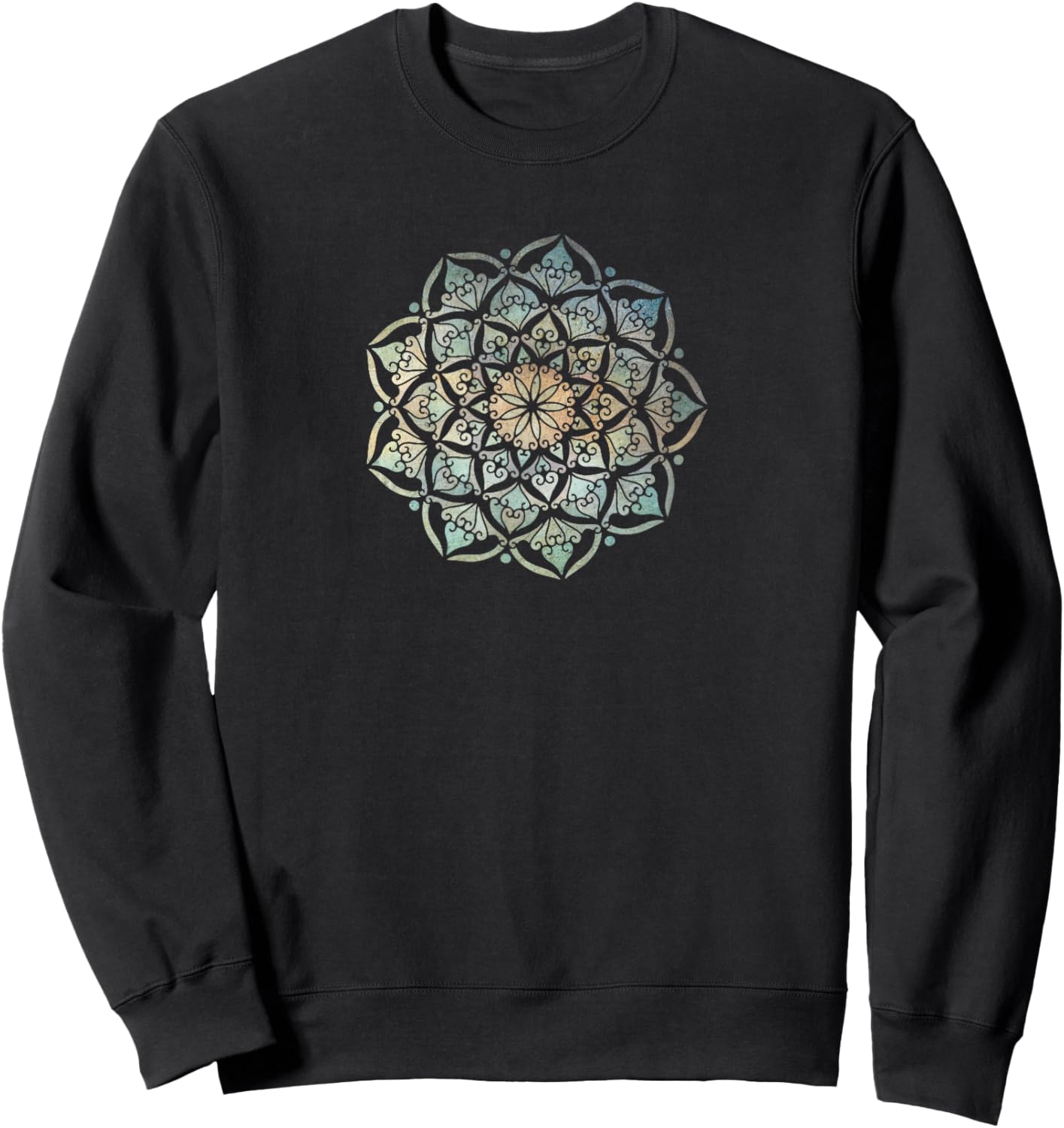 Mandala - Geometric Abstract Distressed Zen Sweatshirt - Sweatshirt | Black