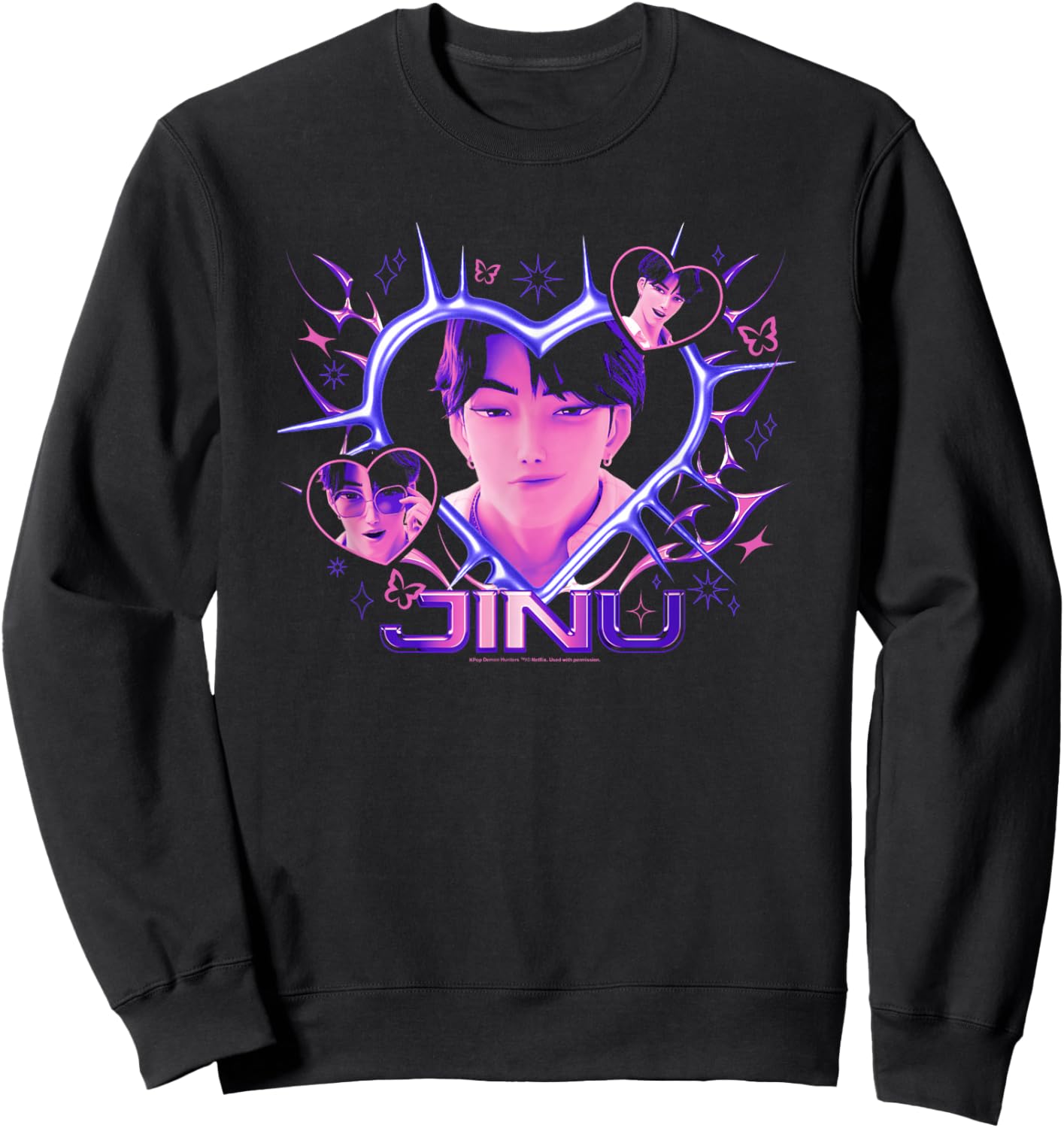 Kpop Demon Hunters Halloween Jinu Y2k Heart Shape Portrait Sweatshirt - Sweatshirt | Black