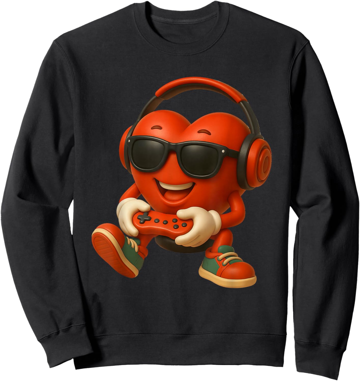 Valentines Day Heart Gamer Video Gaming Boys Men Kids Sweatshirt - Sweatshirt | Black