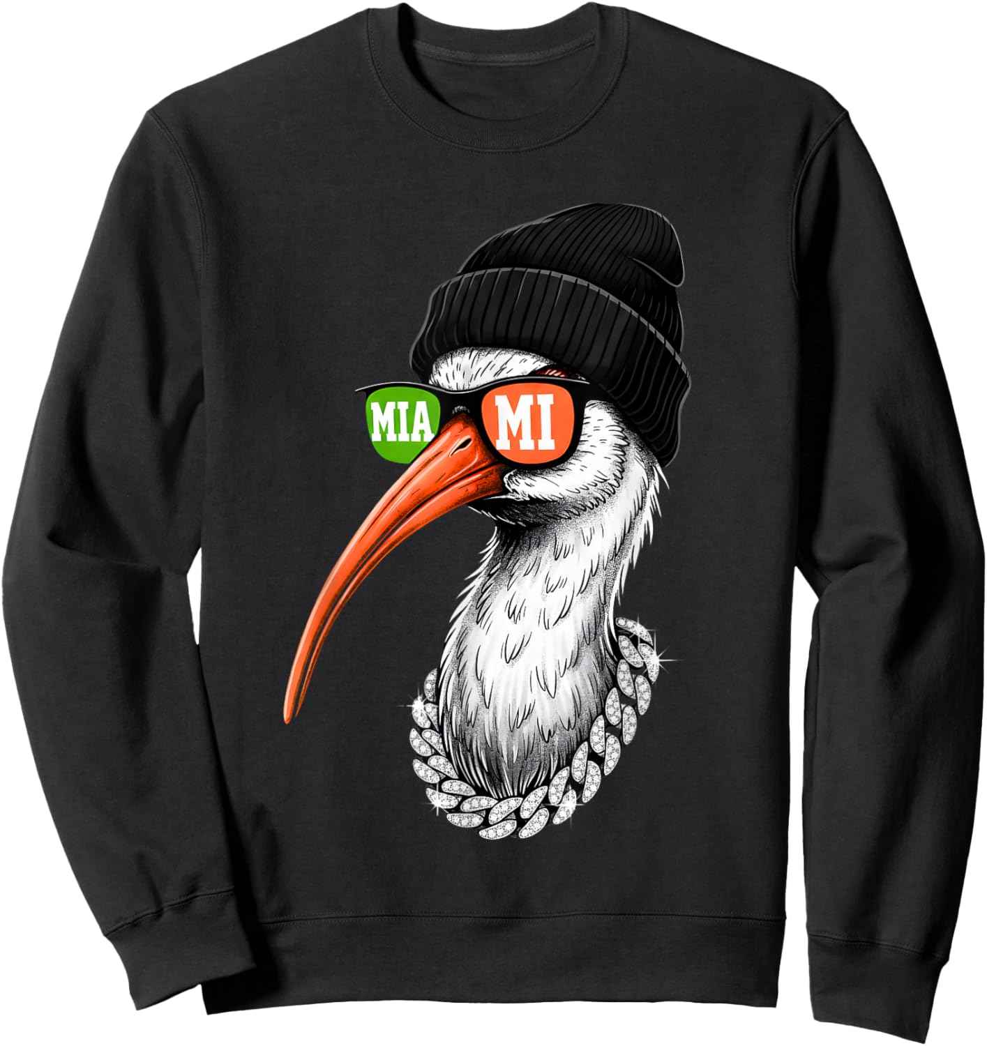 Miami Ibis Beanie, Bling Split-Lens Sunglasses Sweatshirt - Sweatshirt | Black