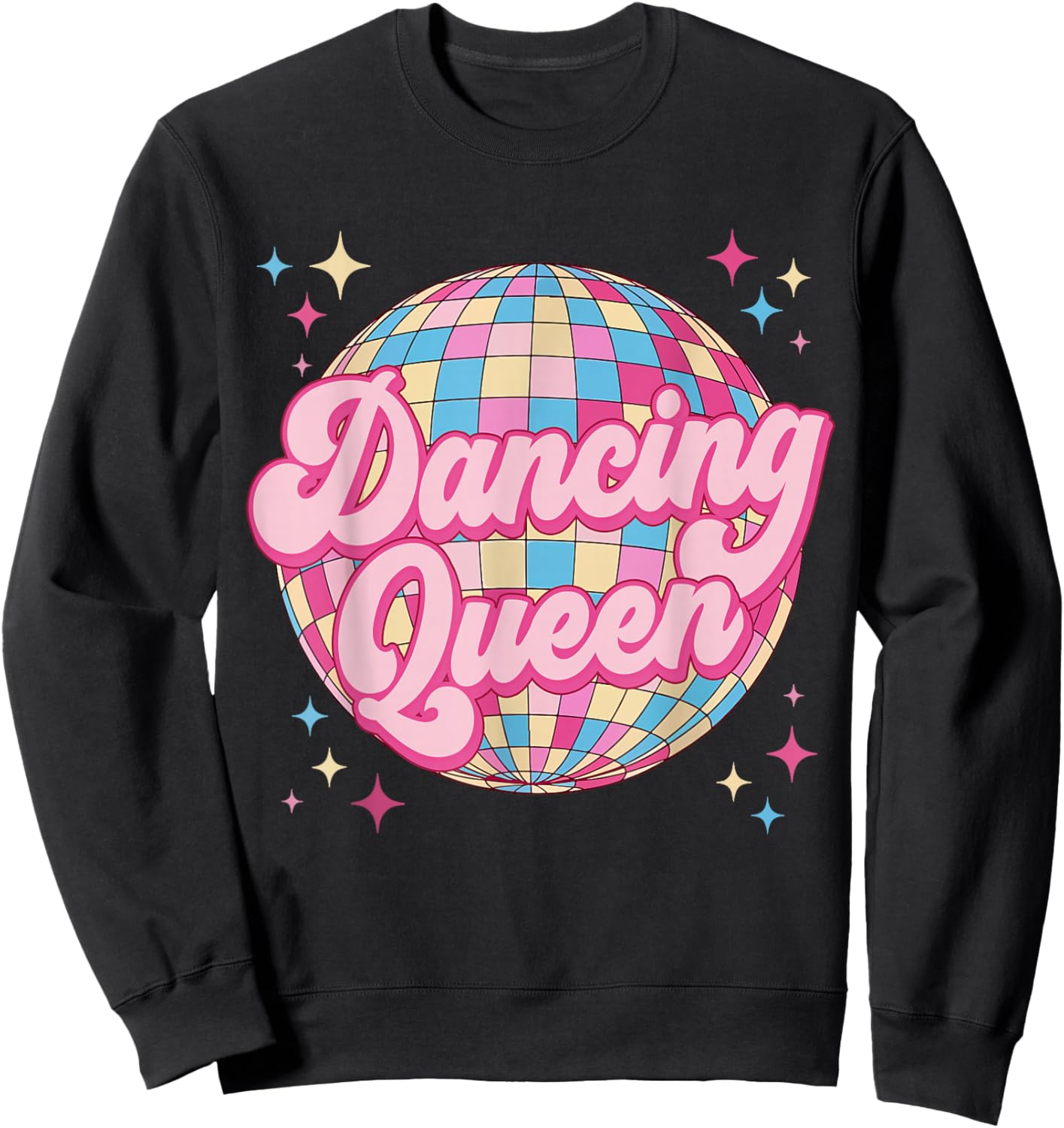 Dancing Queen Retro Disco Ball 70s 80s Women Girl Sweatshirt - Sweatshirt | Black