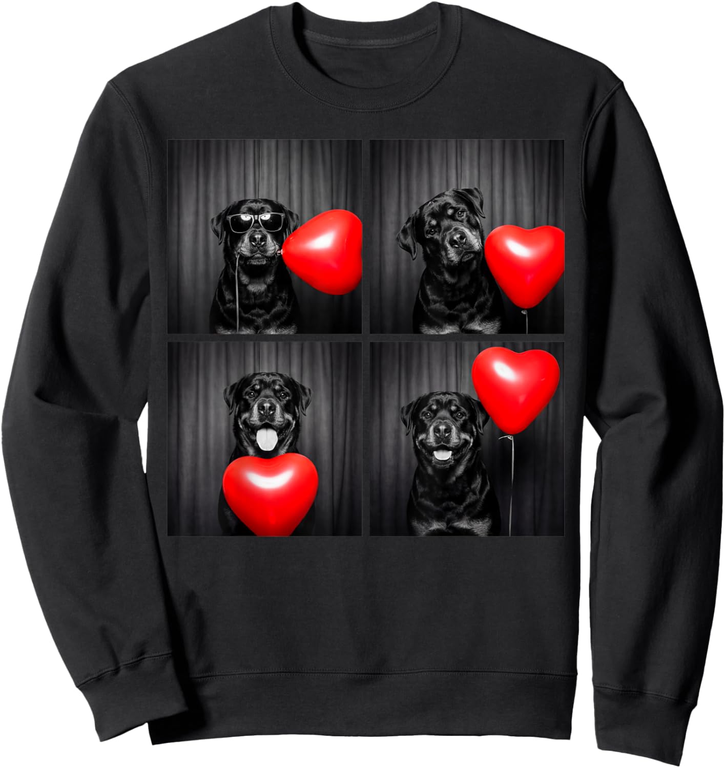 Rottweiler Photobooth Rottie Dog Valentines Design Sweatshirt - Sweatshirt | Black