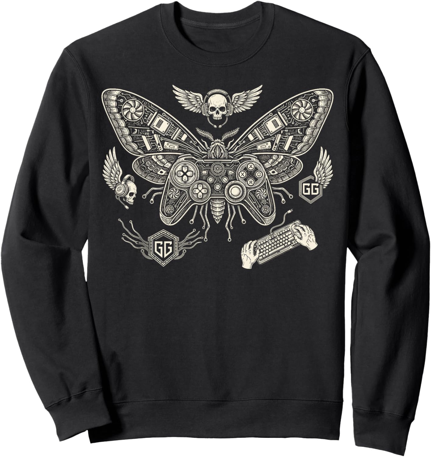 Gamer Enthusiast Cybernetic Controller Computer Gaming Sweatshirt - Sweatshirt | Black