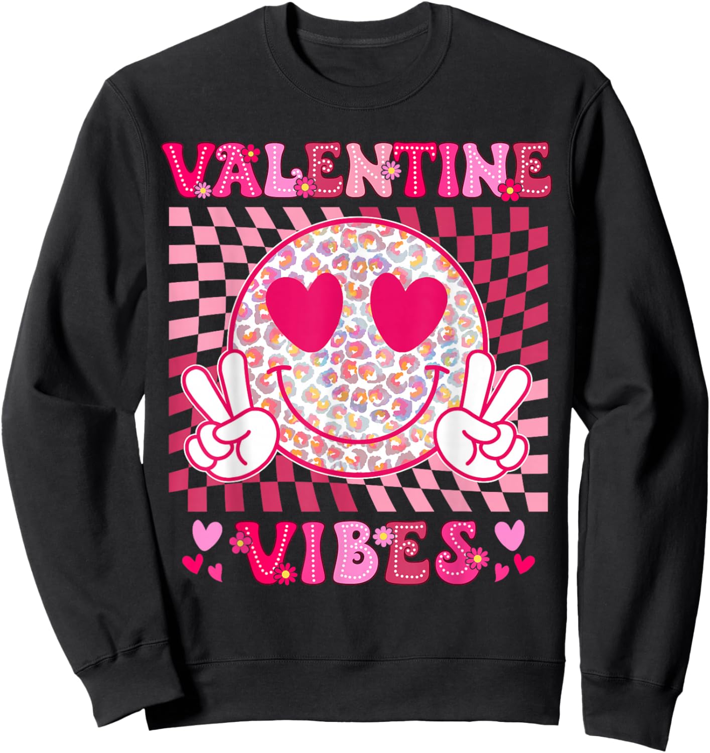 Valentines Vibes Valentines Day for Teens Boys Girls Kids Sweatshirt - Sweatshirt | Black