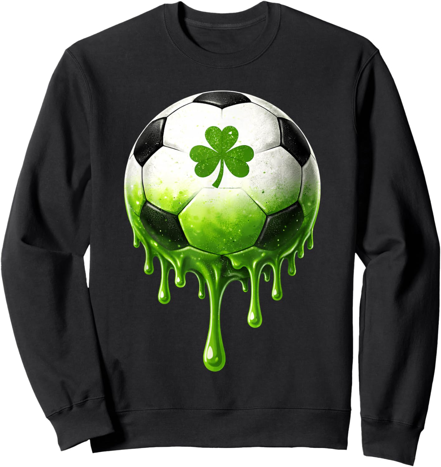 Soccer Drip Shamrock St Patricks Day for Boys Kids Youth Sweatshirt - Sweatshirt | Black