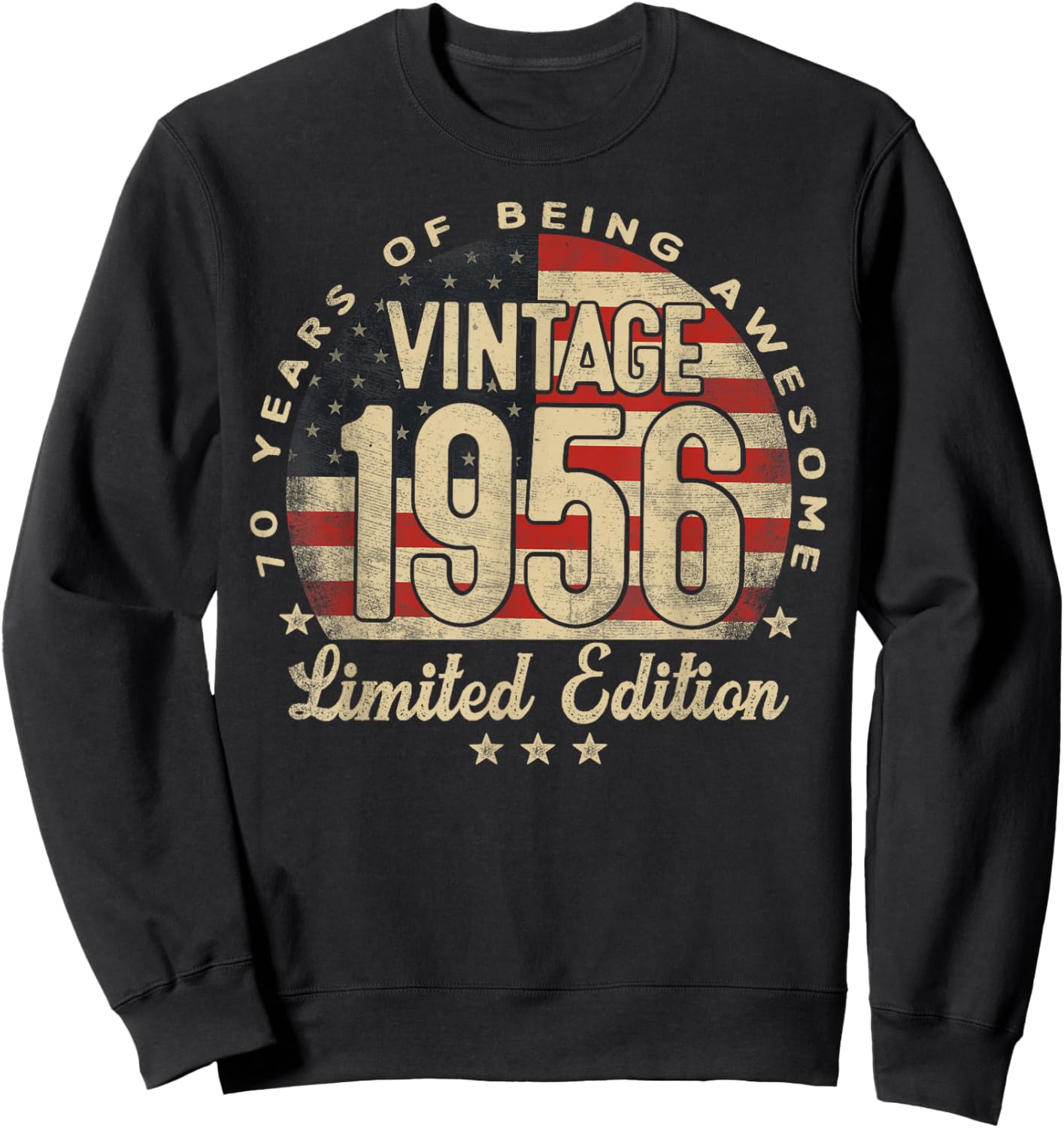 Vintage 1956 Limited Edition USA Flag 70-Year-Old Age 70 Sweatshirt - Sweatshirt | Black
