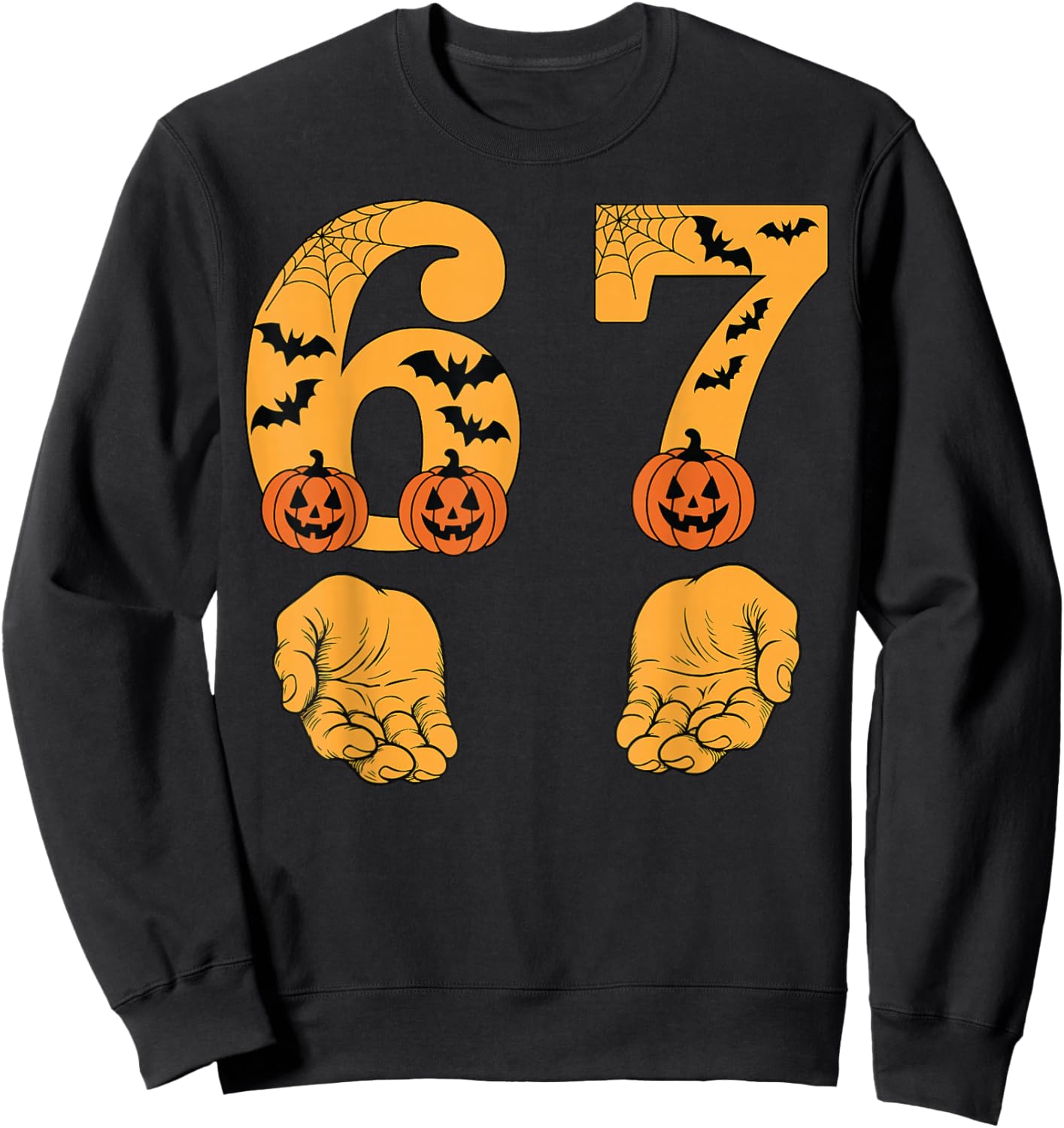 Funny Six Seven Meme Hands Gesture Gen Alpha Slang Halloween Sweatshirt - Sweatshirt | Black