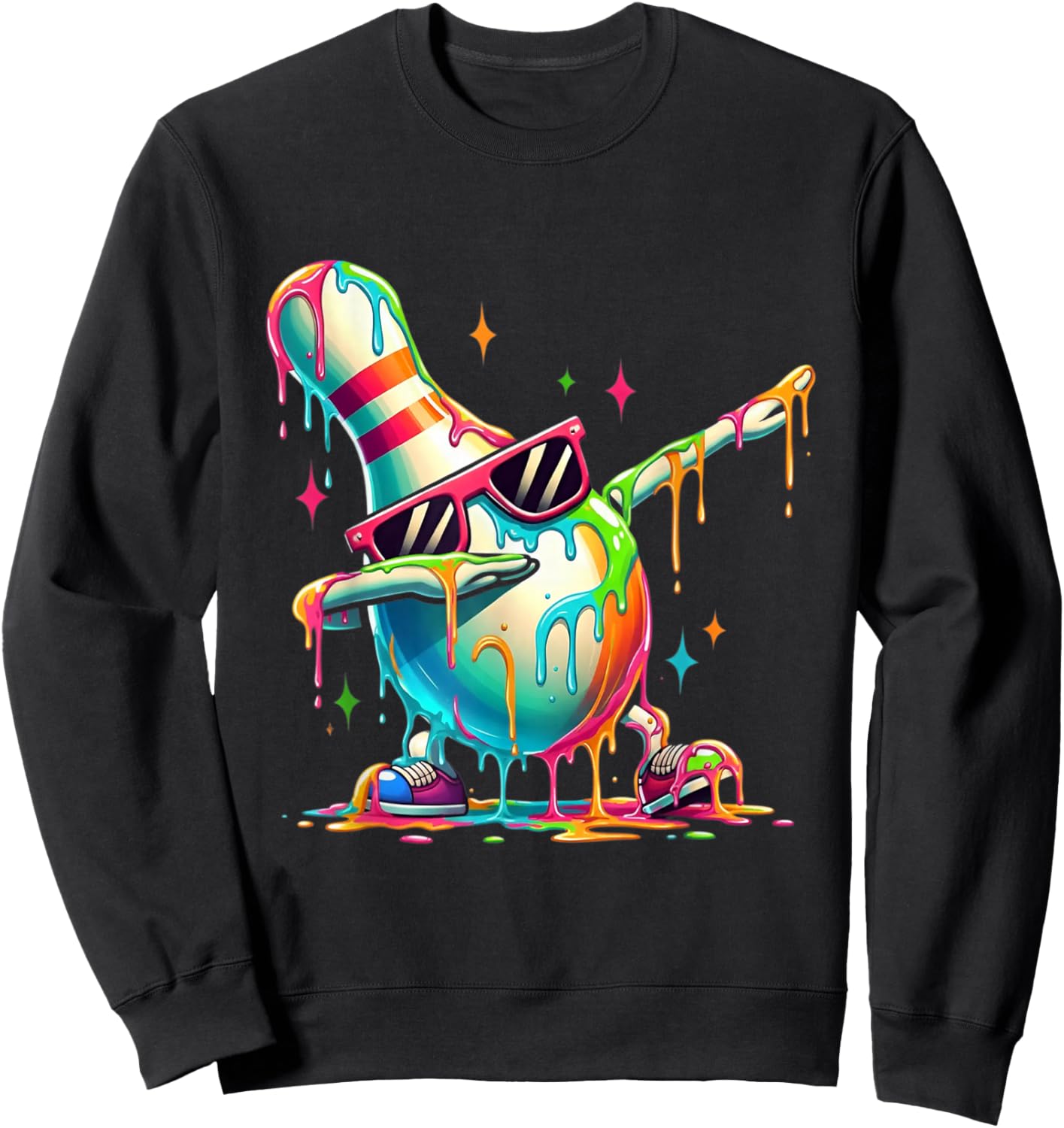 Funny Bowling Pin Dab Rainbow Cool Strike Player Gift Sweatshirt - Sweatshirt | Black