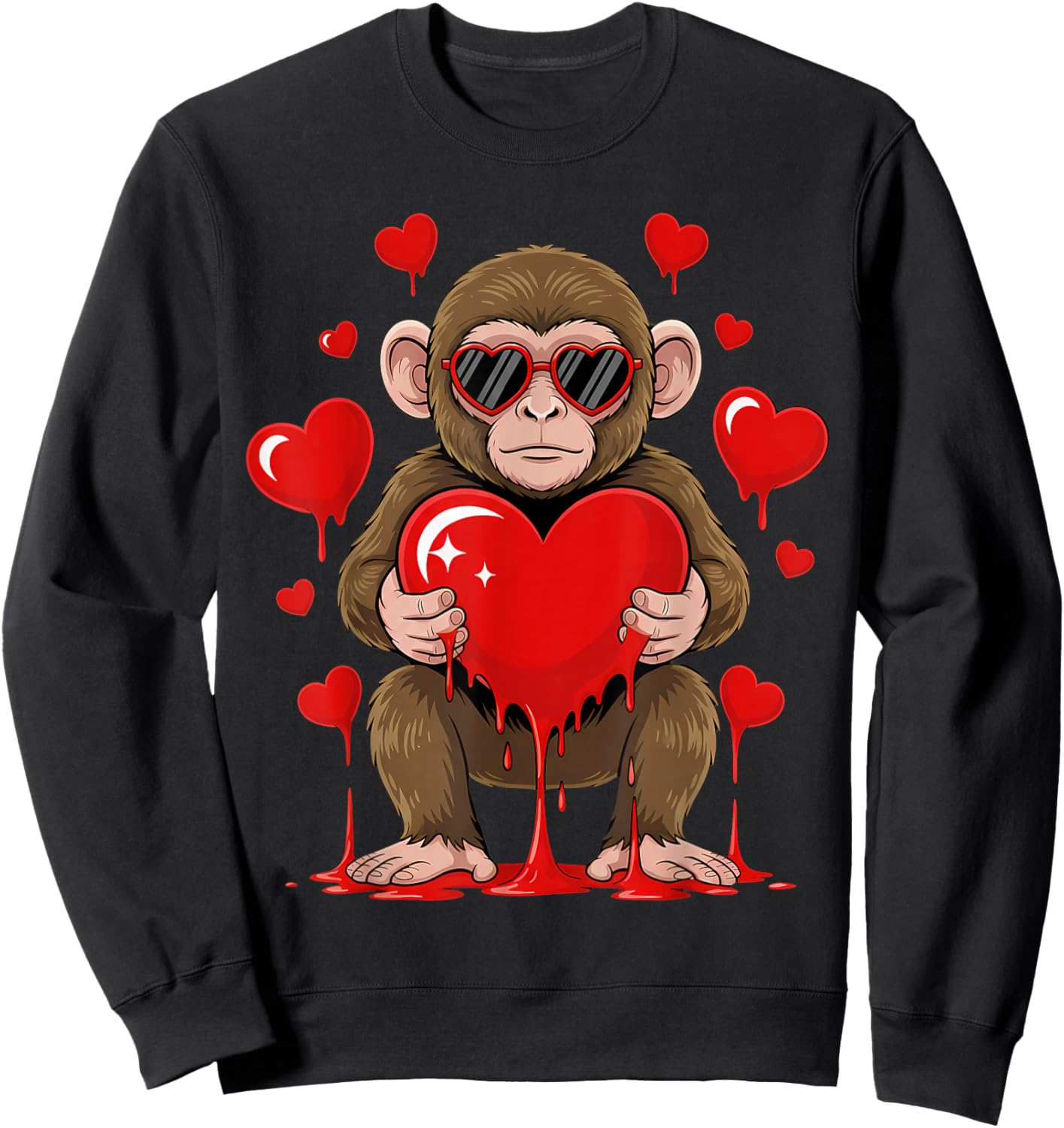 Valentines Day Cute Valentine Monkey Lover Sweatshirt - Sweatshirt | Black