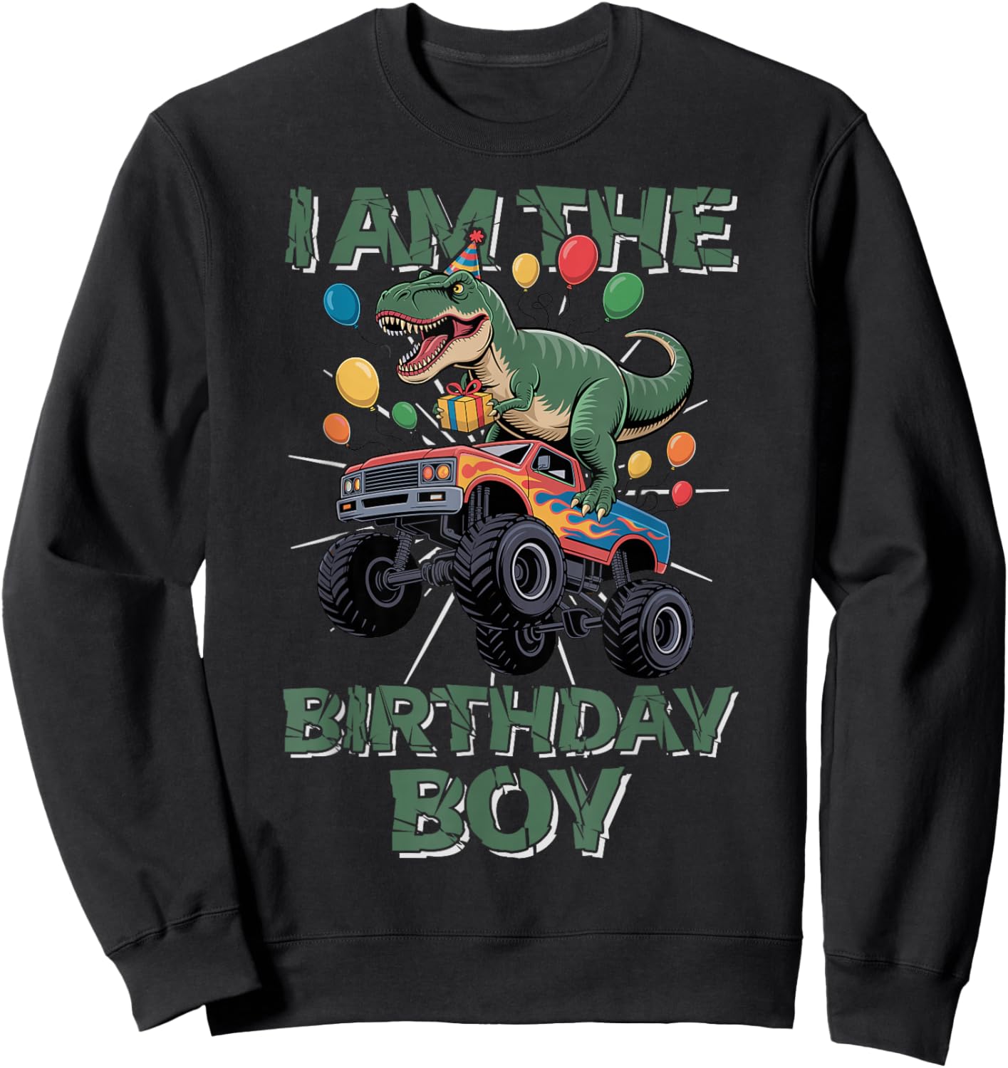 I Am The Birthday Party Outfit Monster Truck Auntie Sweatshirt - Sweatshirt | Black